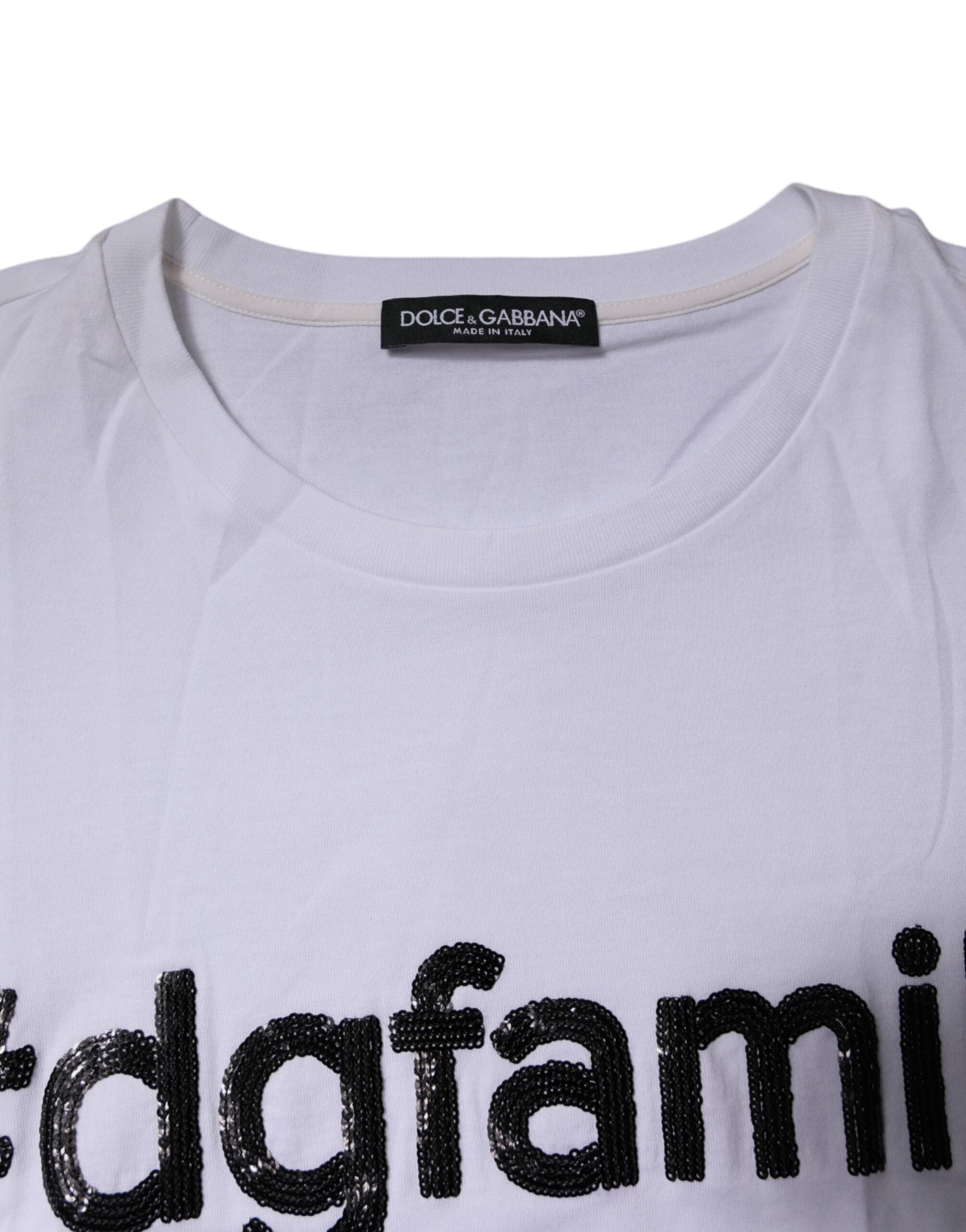 White #DGFAMILY Embroidery Cotton T-shirt
