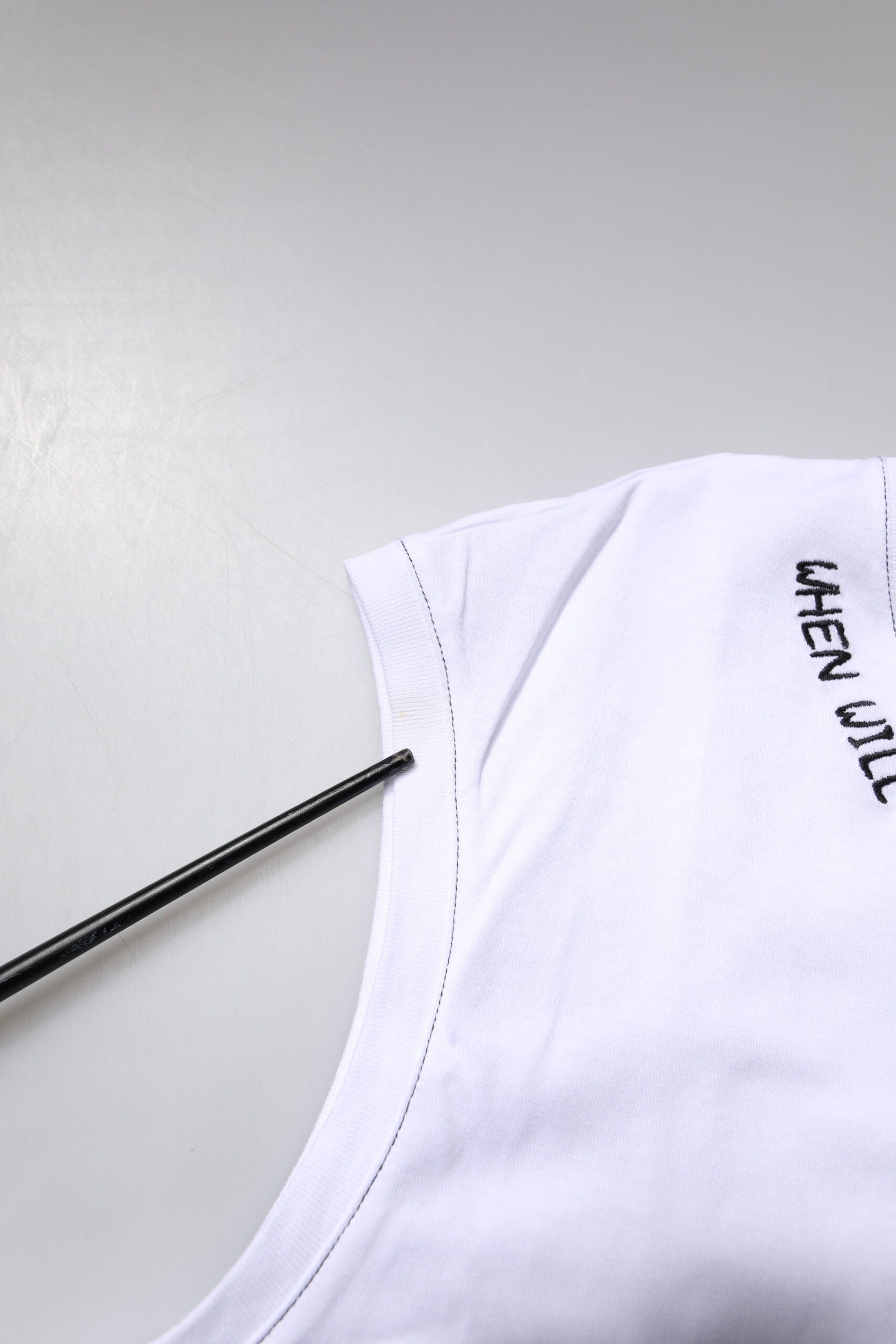 White Cotton Sleeveless Printed Tank T-shirt