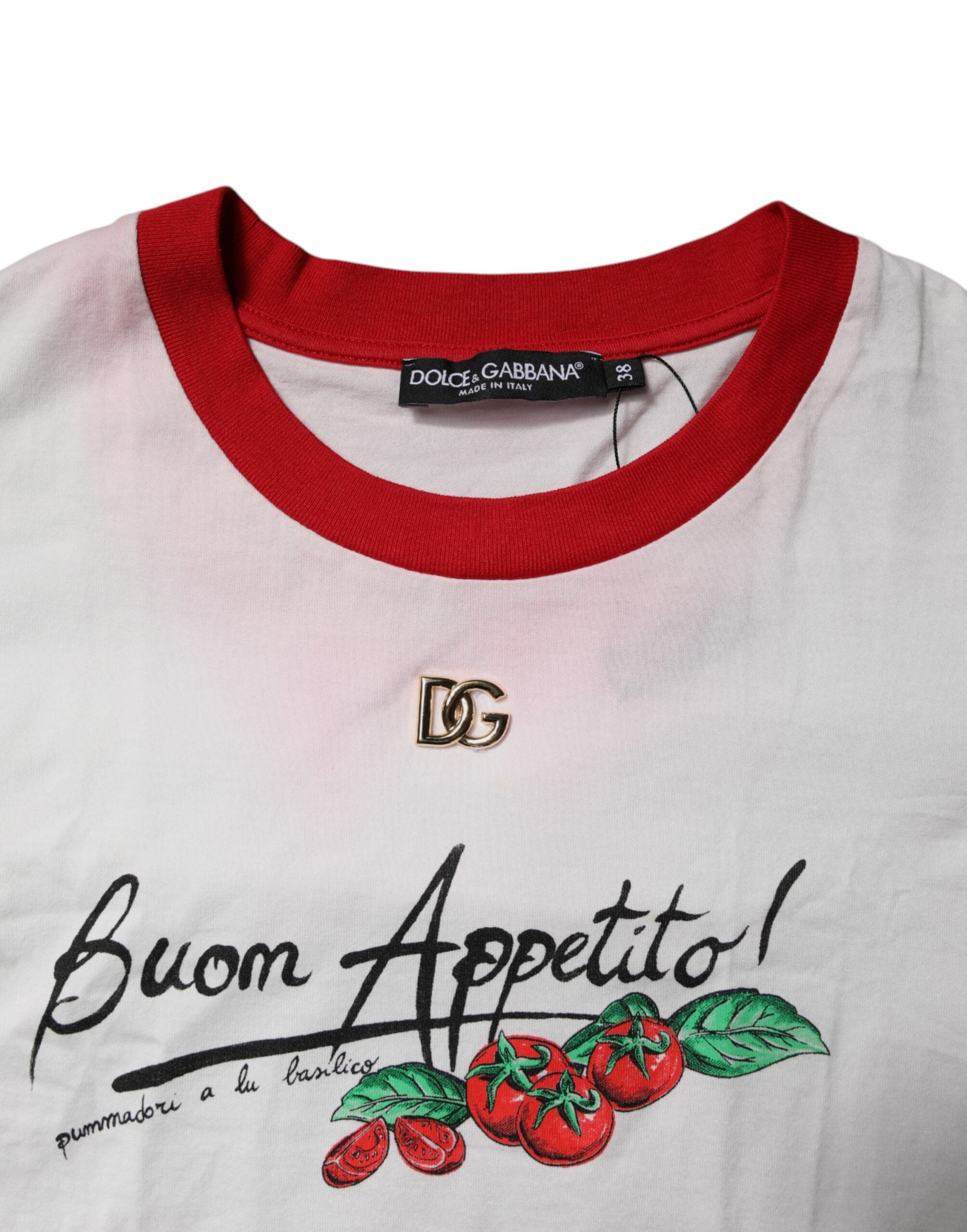 White Printed Round Neck Cropped Top T-shirt