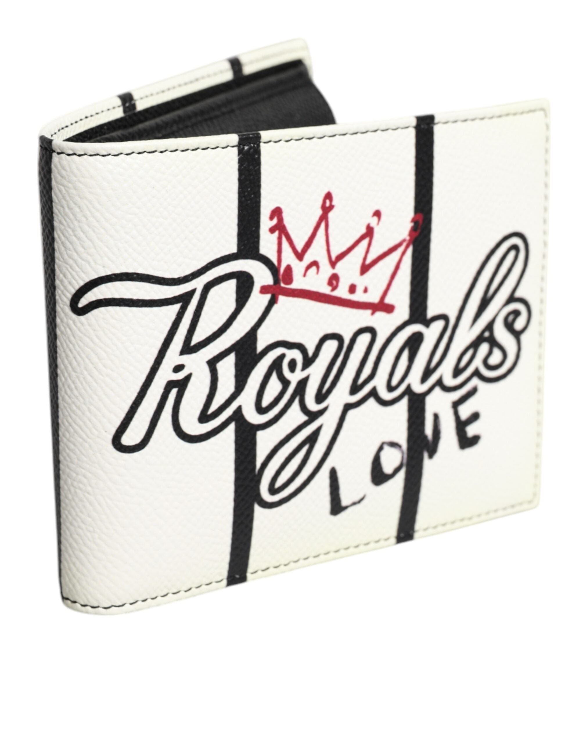 White Leather DG Crown Royals Bifold Card Holder Wallet