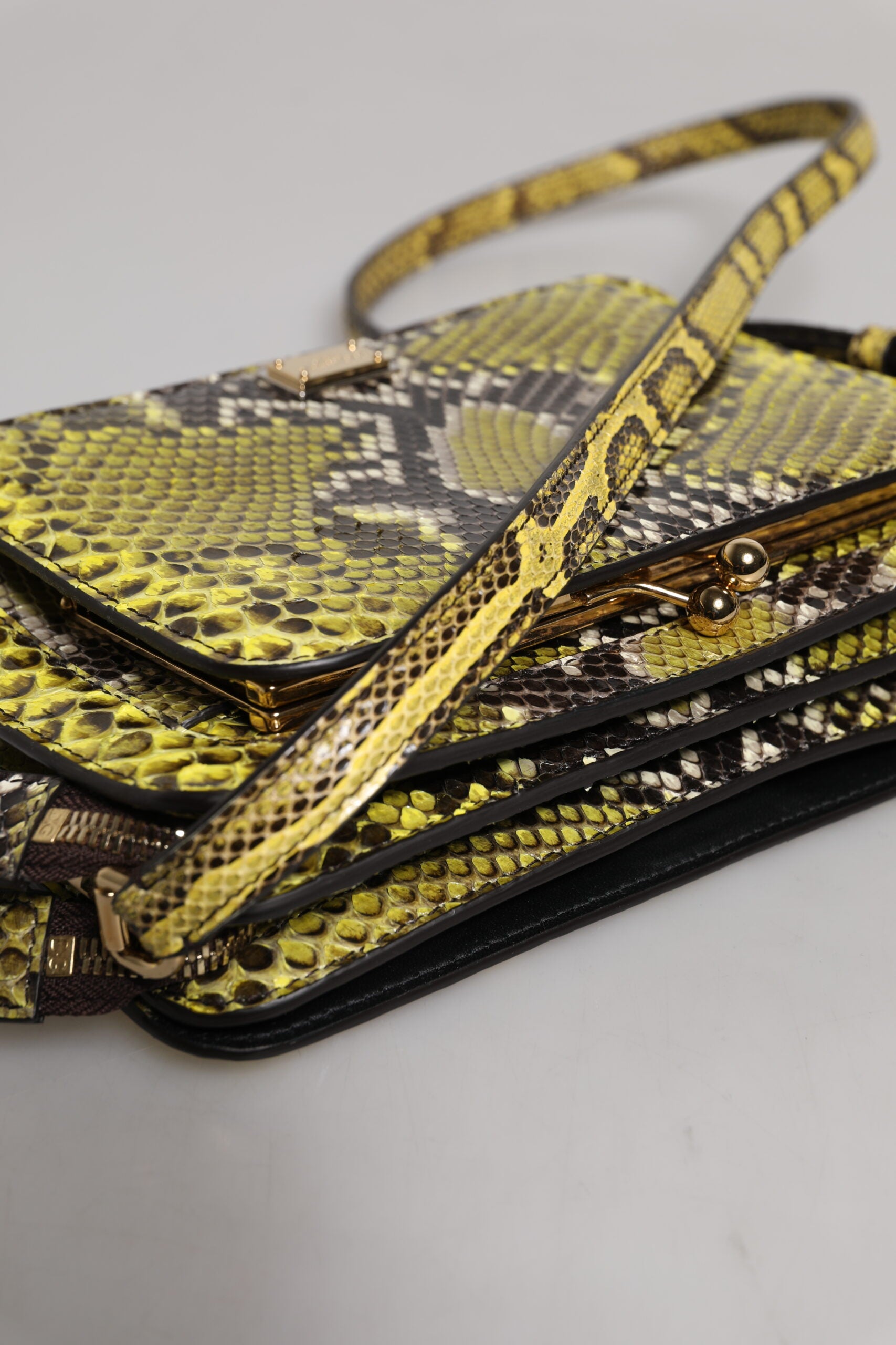 Green Exotic Leather DG Plaque Crossbody Clutch Bag