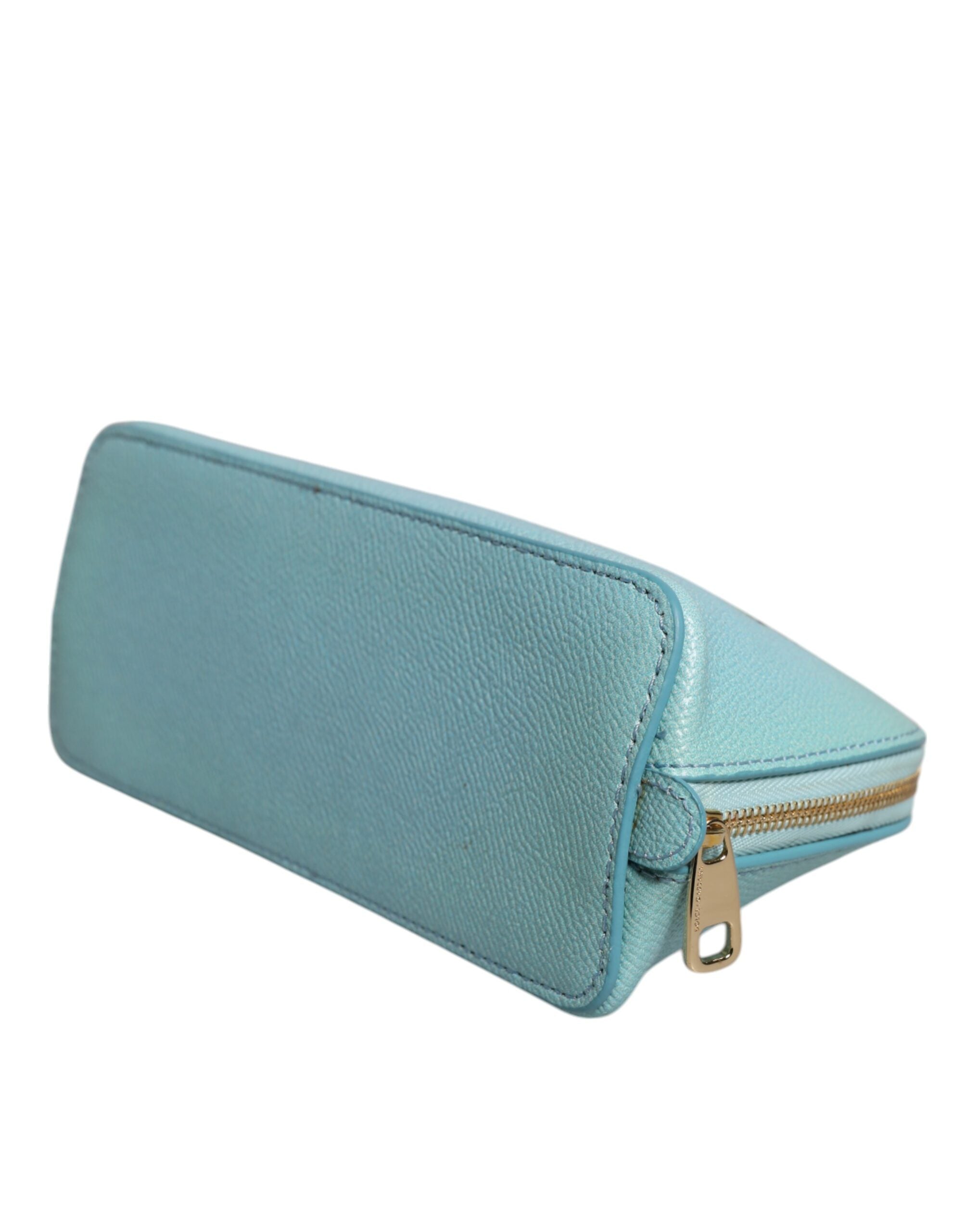 Light Blue Leather Handbag Clutch Mini Purse Pouch Bag
