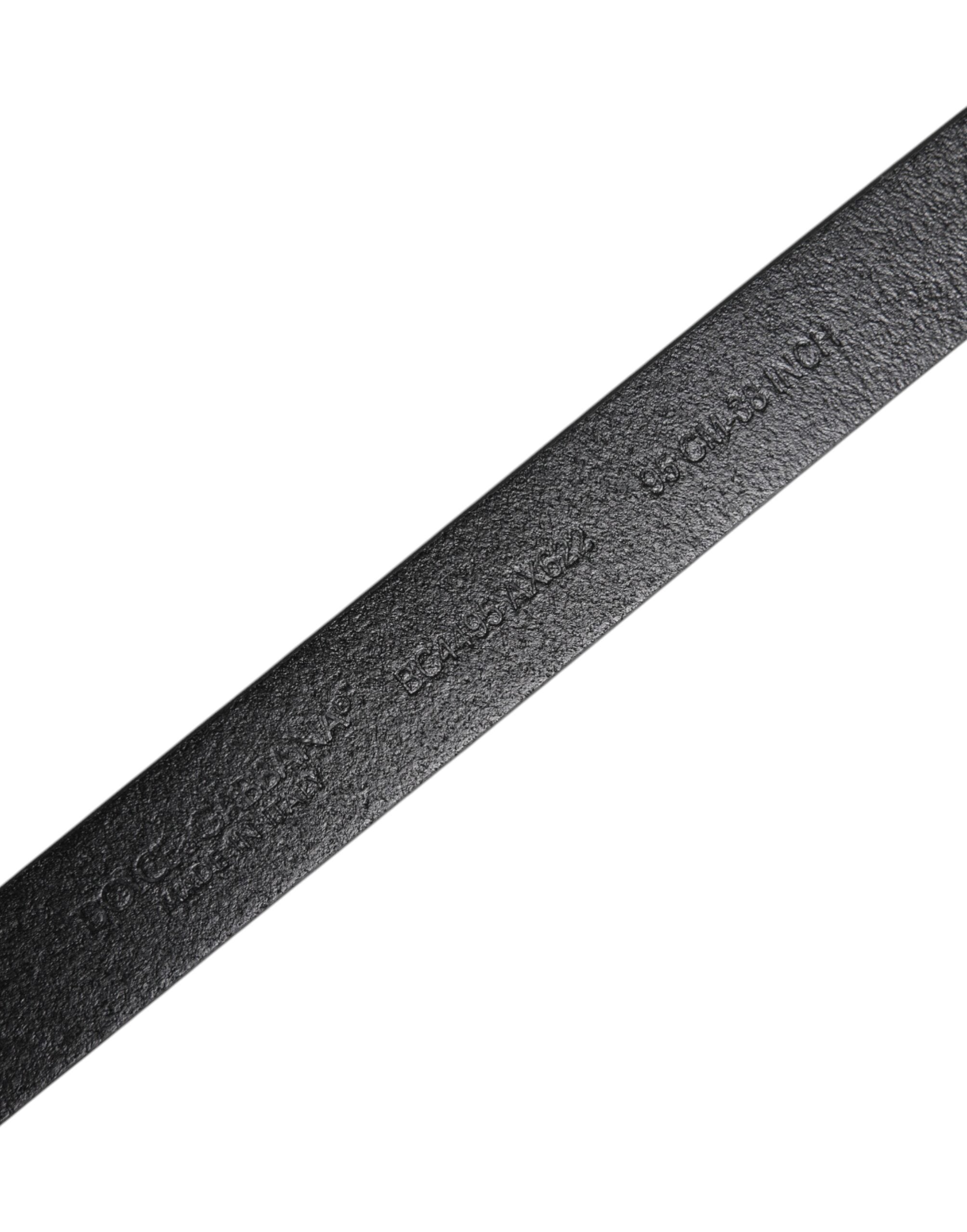 Black Calf Leather Gold Metal Buckle Belt