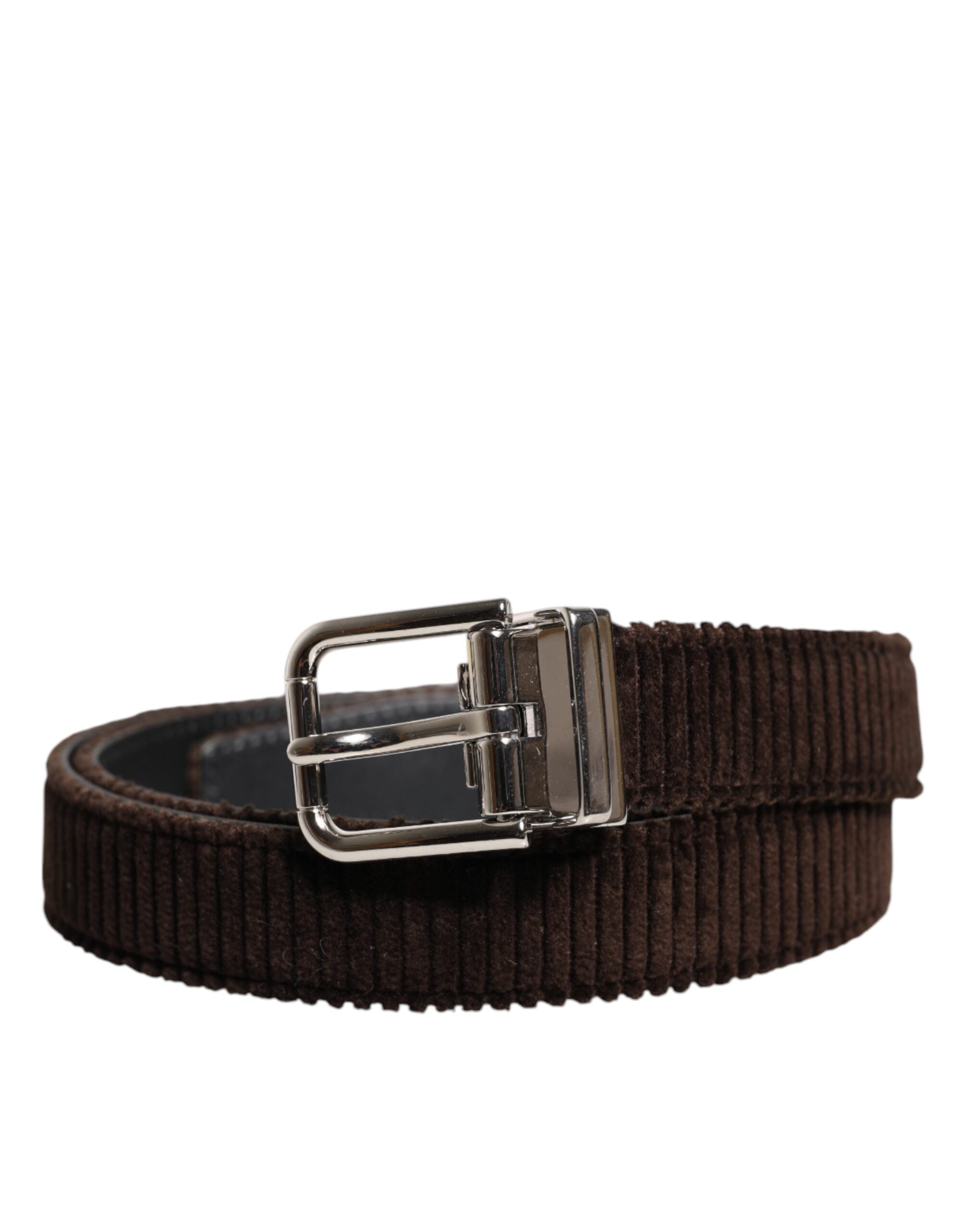 Brown Velvet Metal Buckle Classic Belt