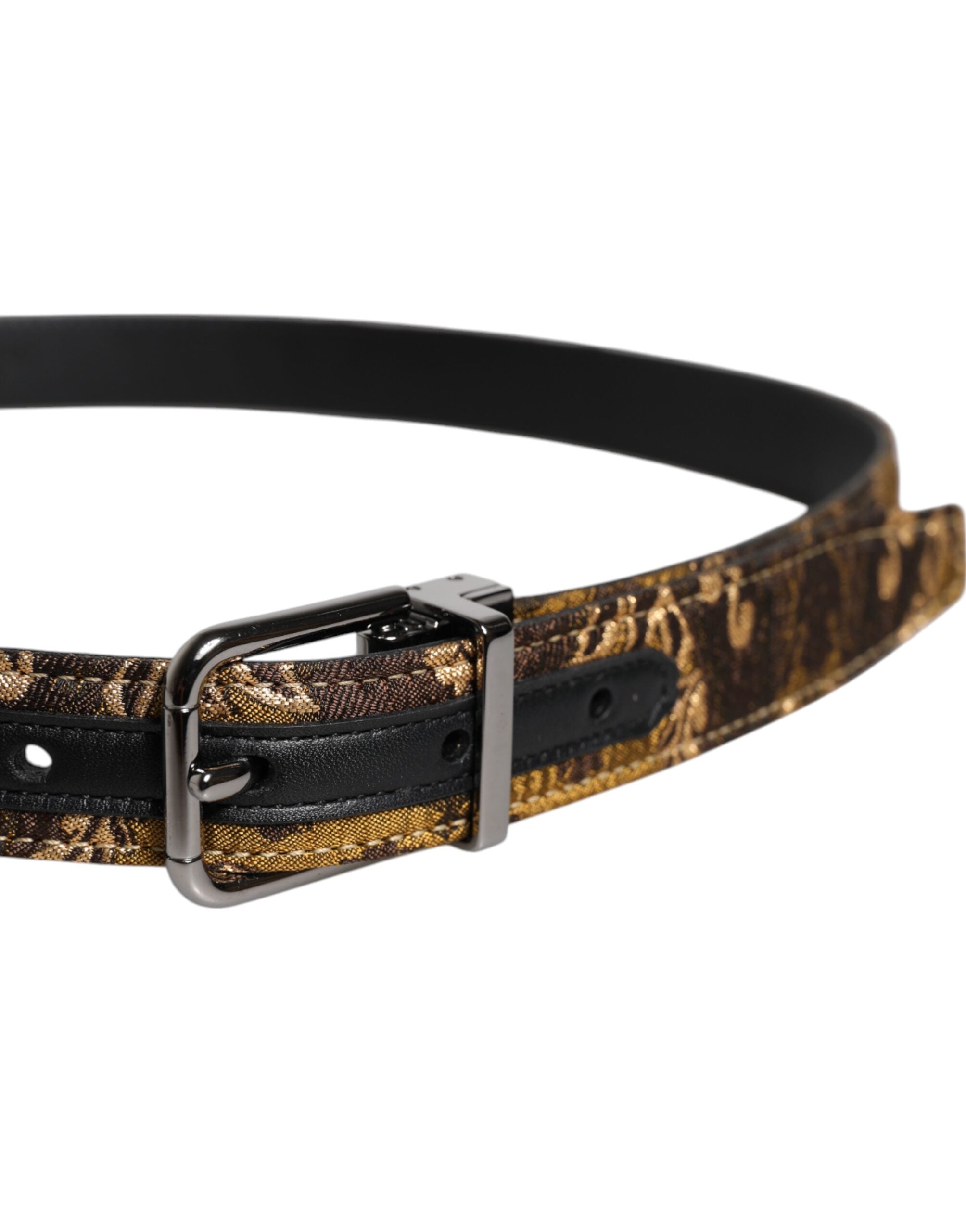 Multicolor Jacquard Leather Logo Buckle Belt