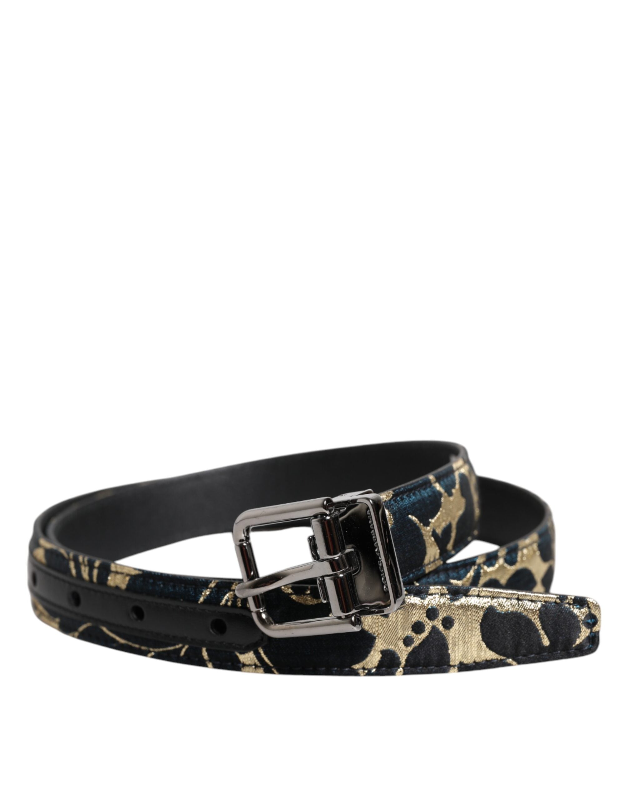 Multicolor Jacquard Leather Logo Buckle Belt
