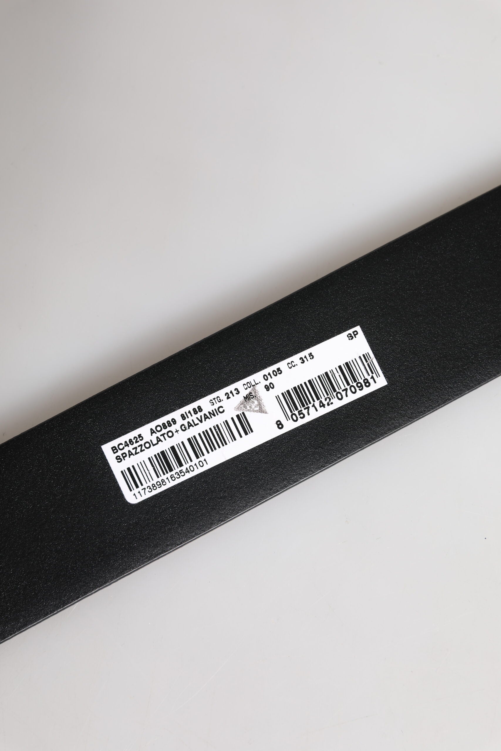 Black Leather DG Logo Plaque Buckle Belt