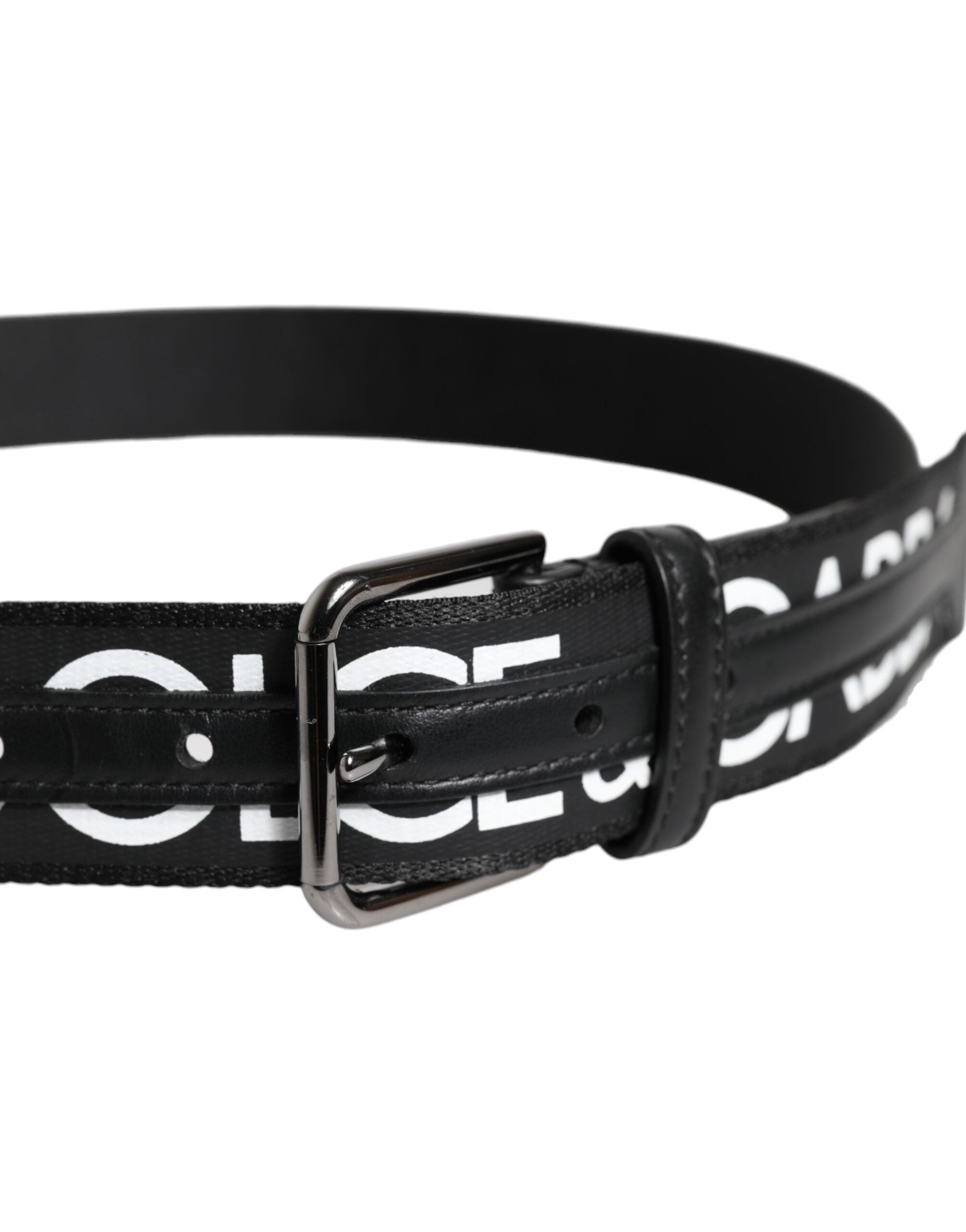 Black Leather Classic Metal Logo Buckle Belt