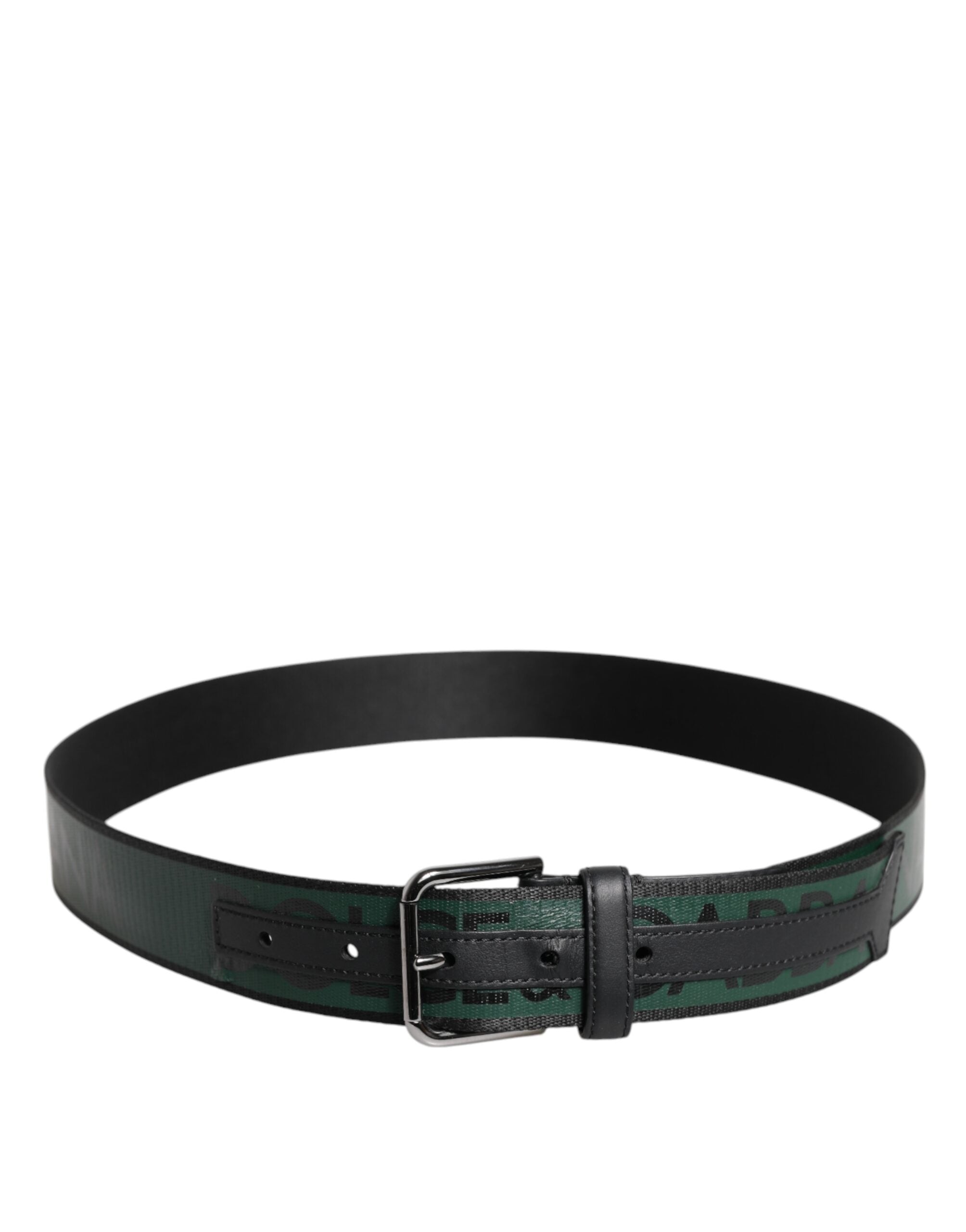 Green Black Classic Metal Logo Buckle Belt