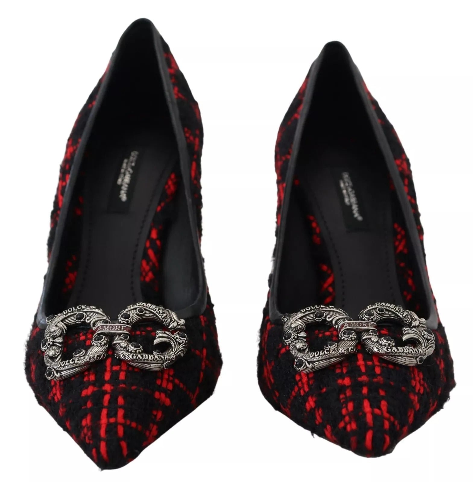 Red Black Tweed DG Amore Heels Pumps Shoes