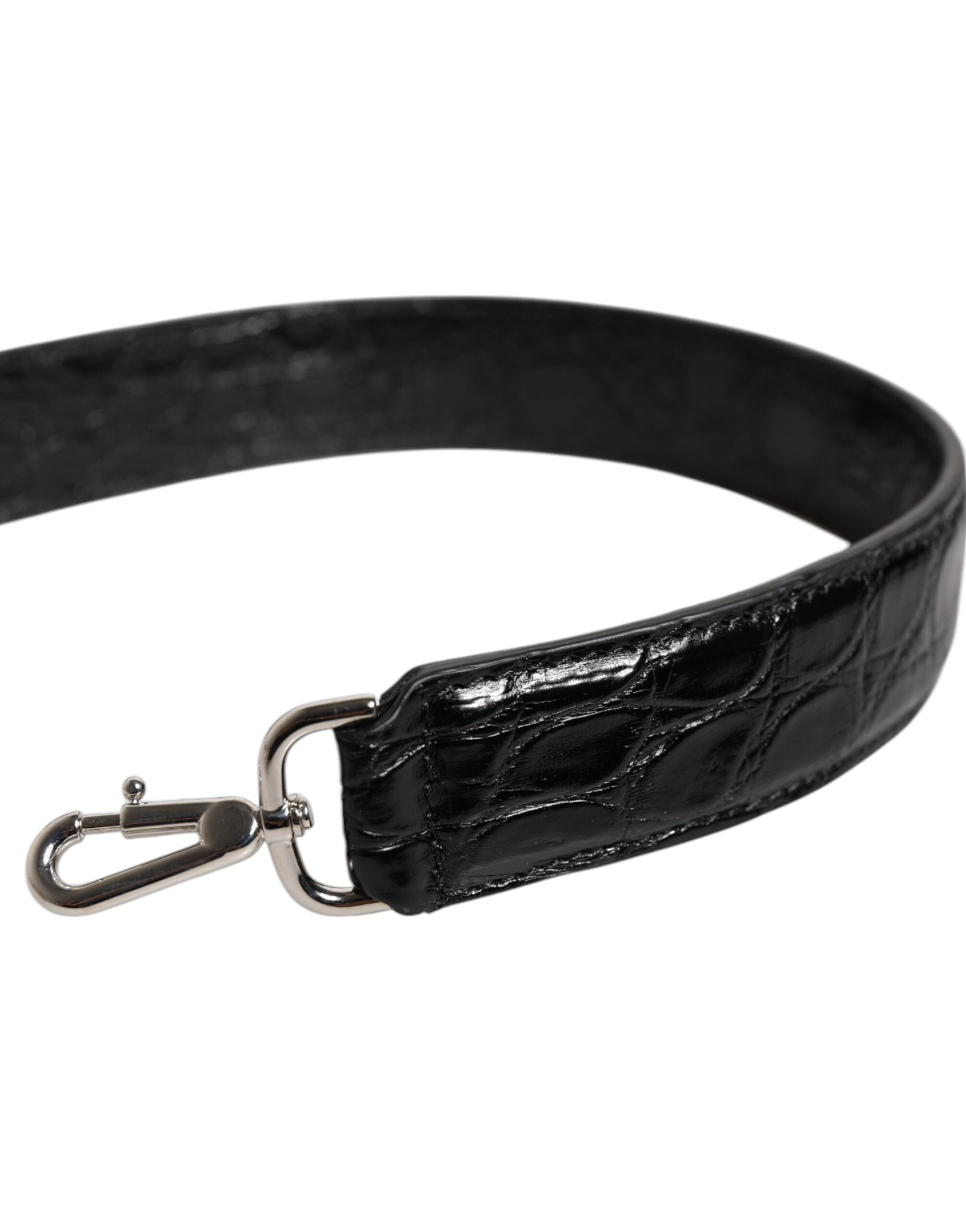 Black Alligator Leather Bag Shoulder Strap