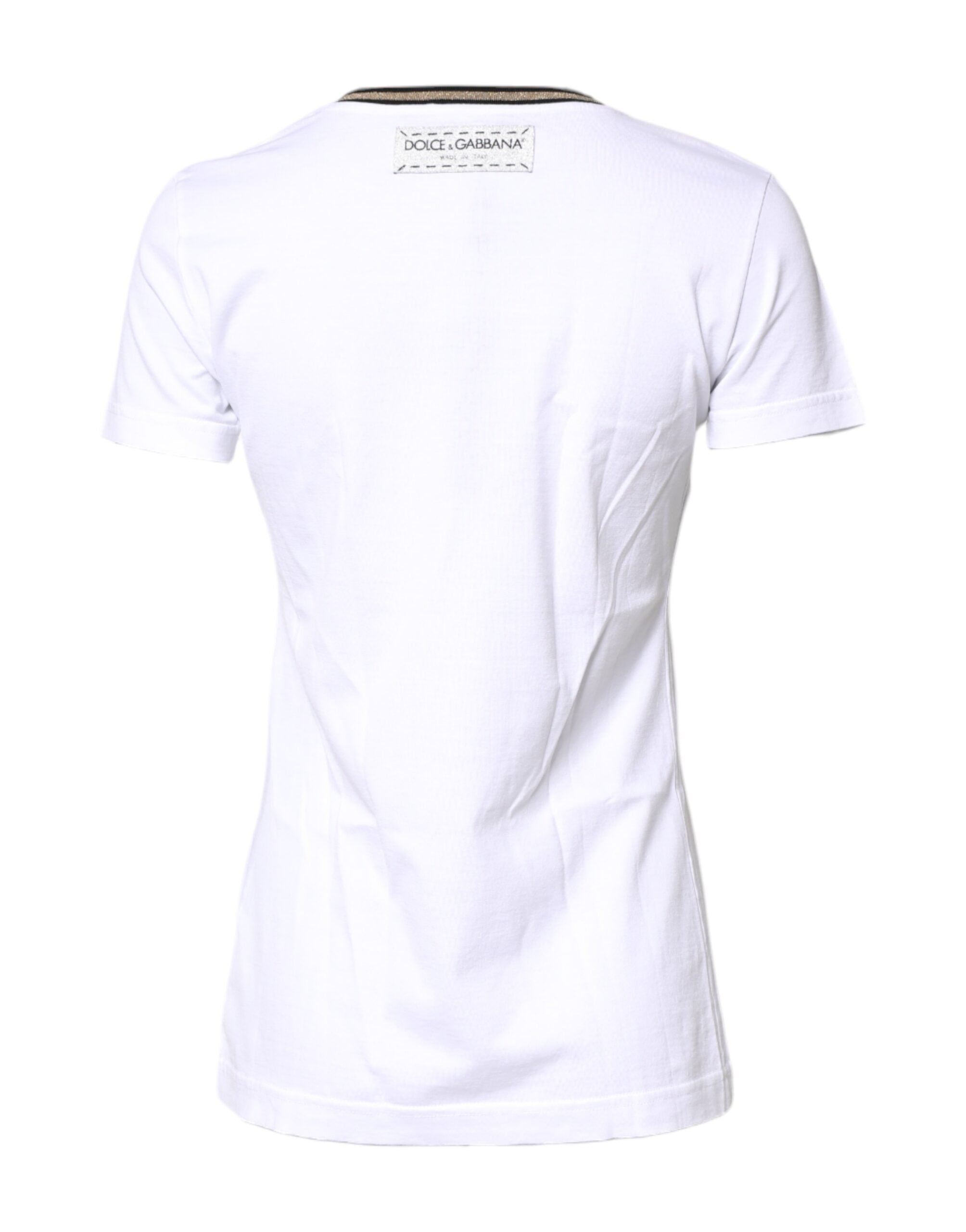 White Graphic Print Cotton Crew Neck T-shirt