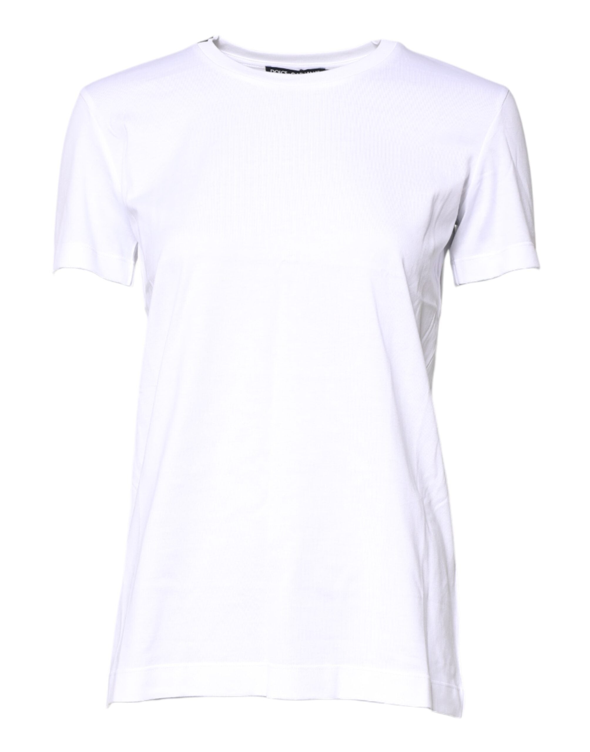 White Cotton Crew Neck Short Sleeves T-shirt