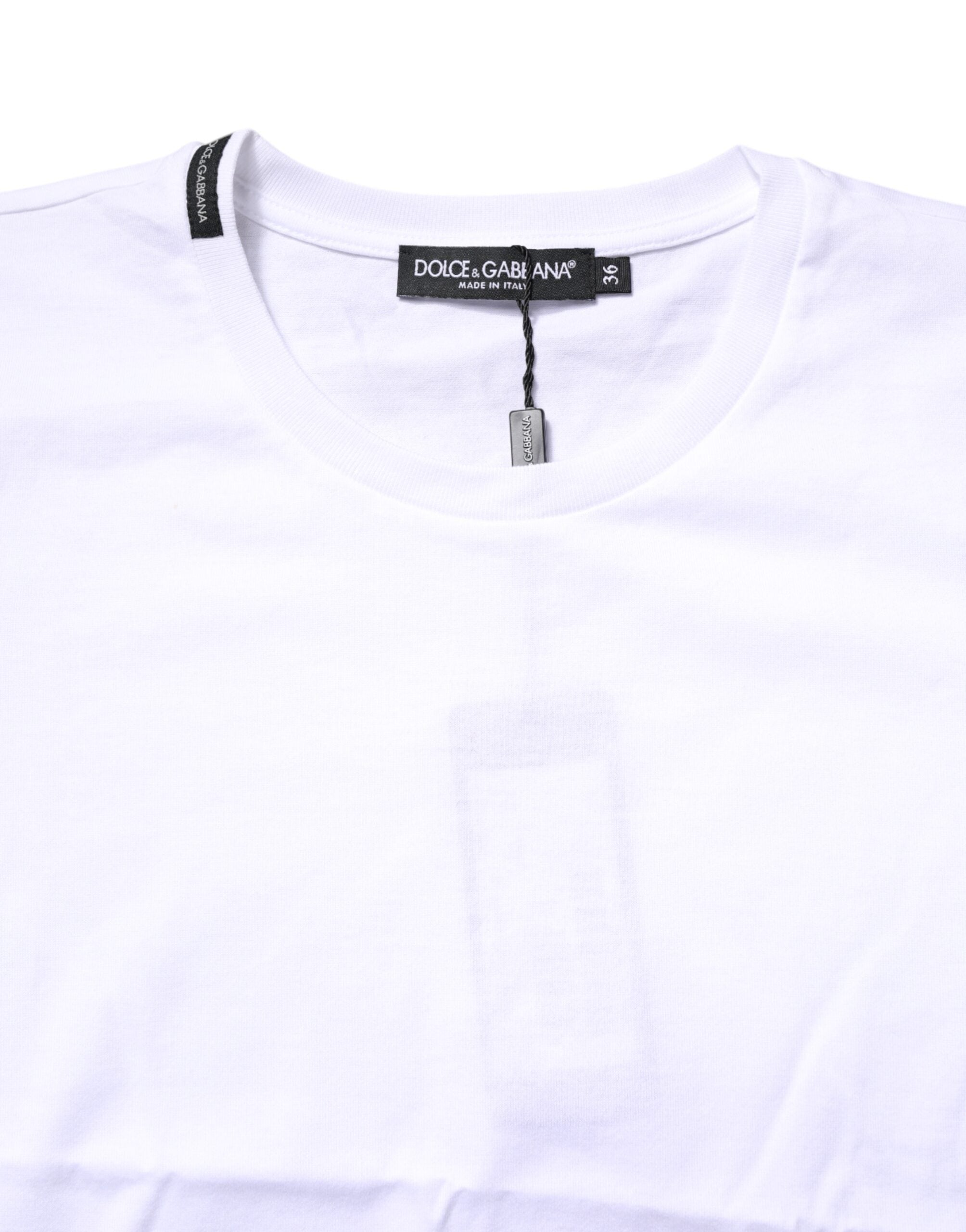 White Cotton Crew Neck Short Sleeves T-shirt