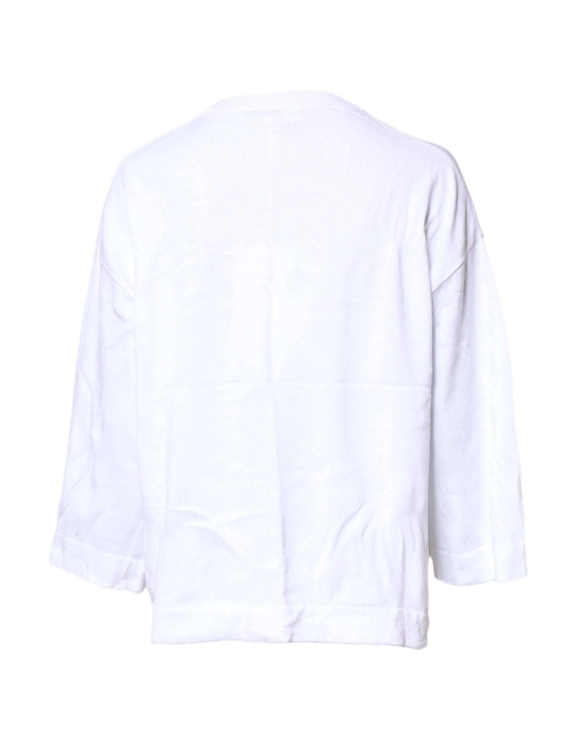 White Graphic Print Cotton Long Sleeves T-shirt