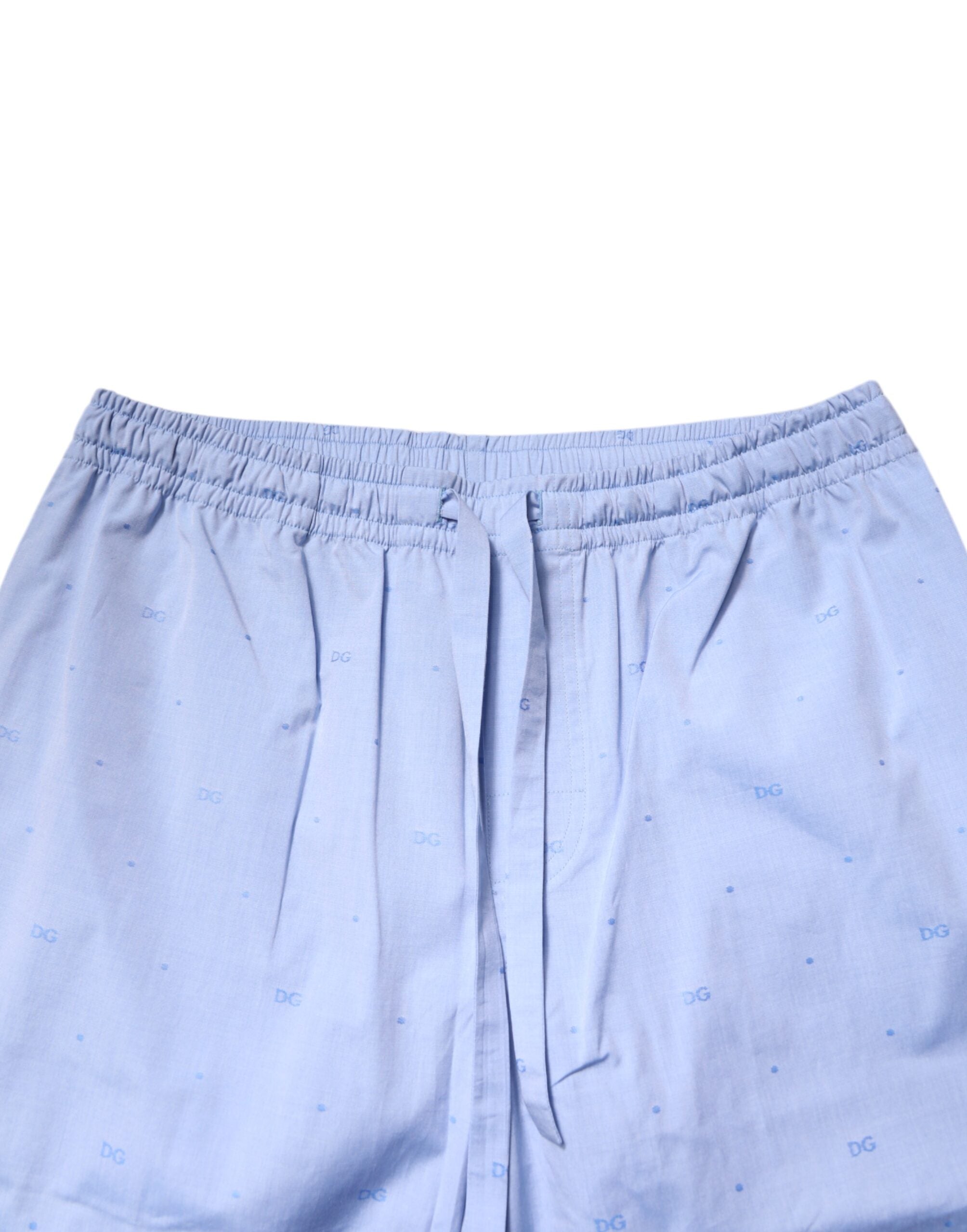 Light Blue DG Logo Cotton Men Pajama Set Sleepwear