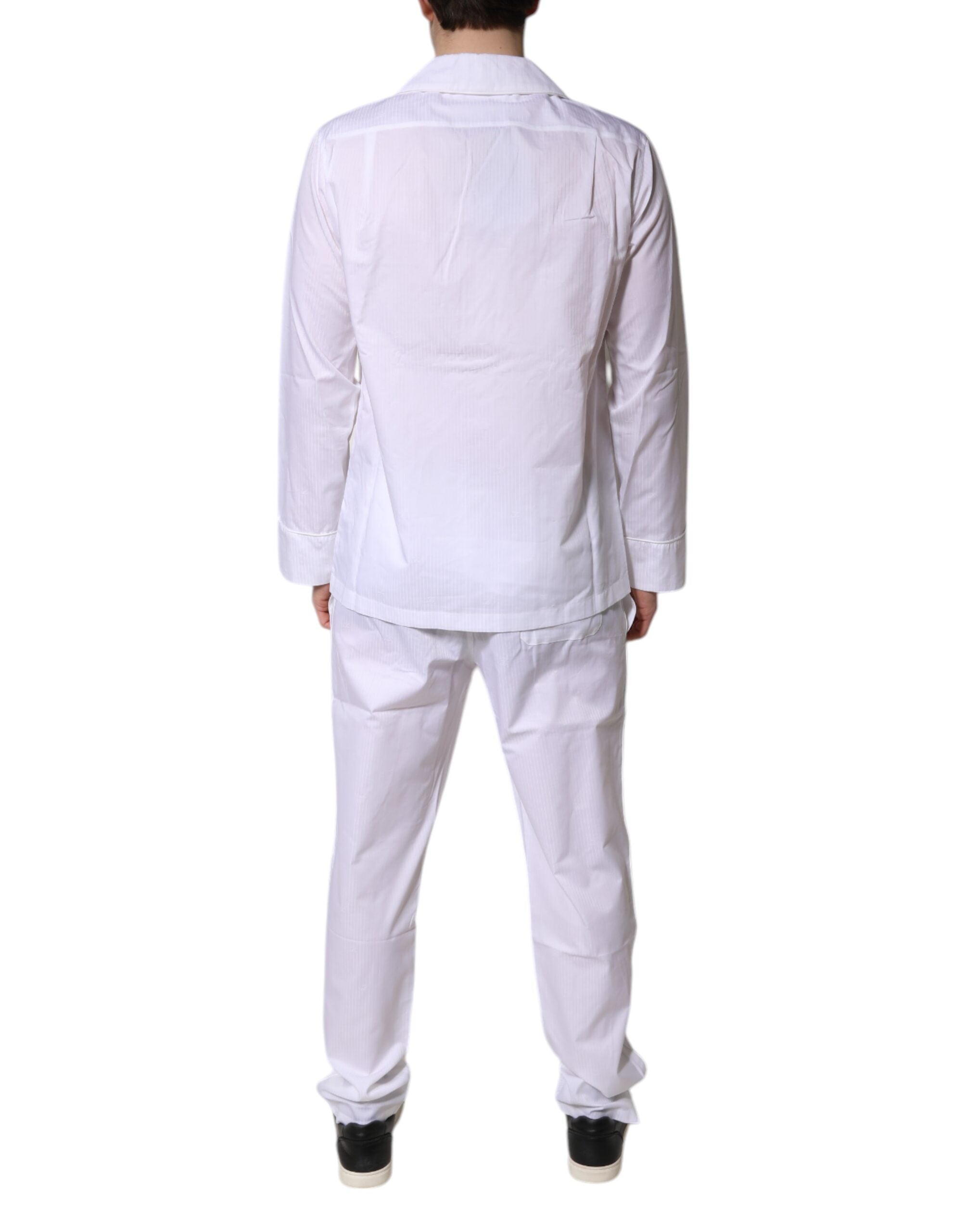 White Cotton Shirt Pants Pajama Set Sleepwear