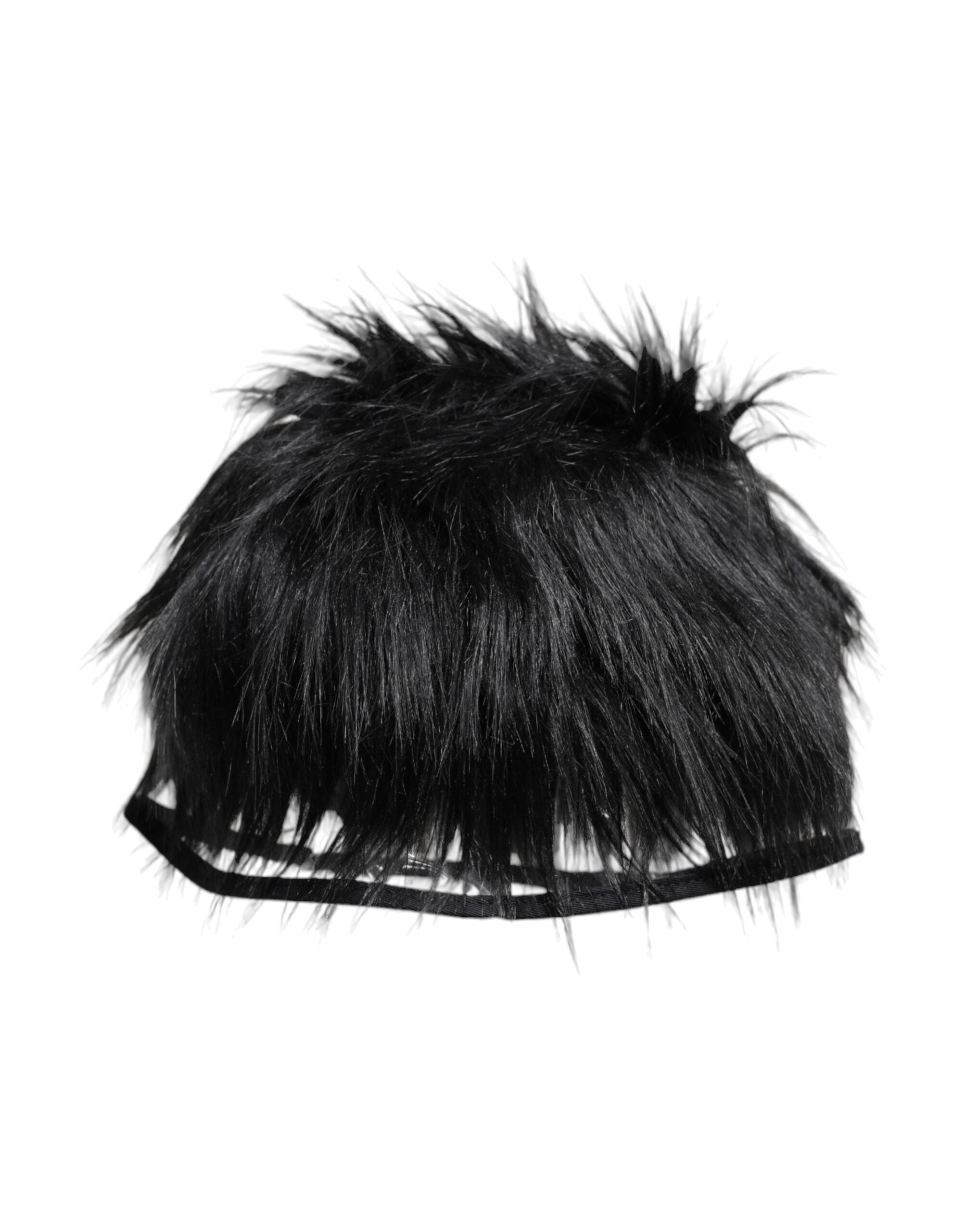 Black Faux Fur Bucket Hat