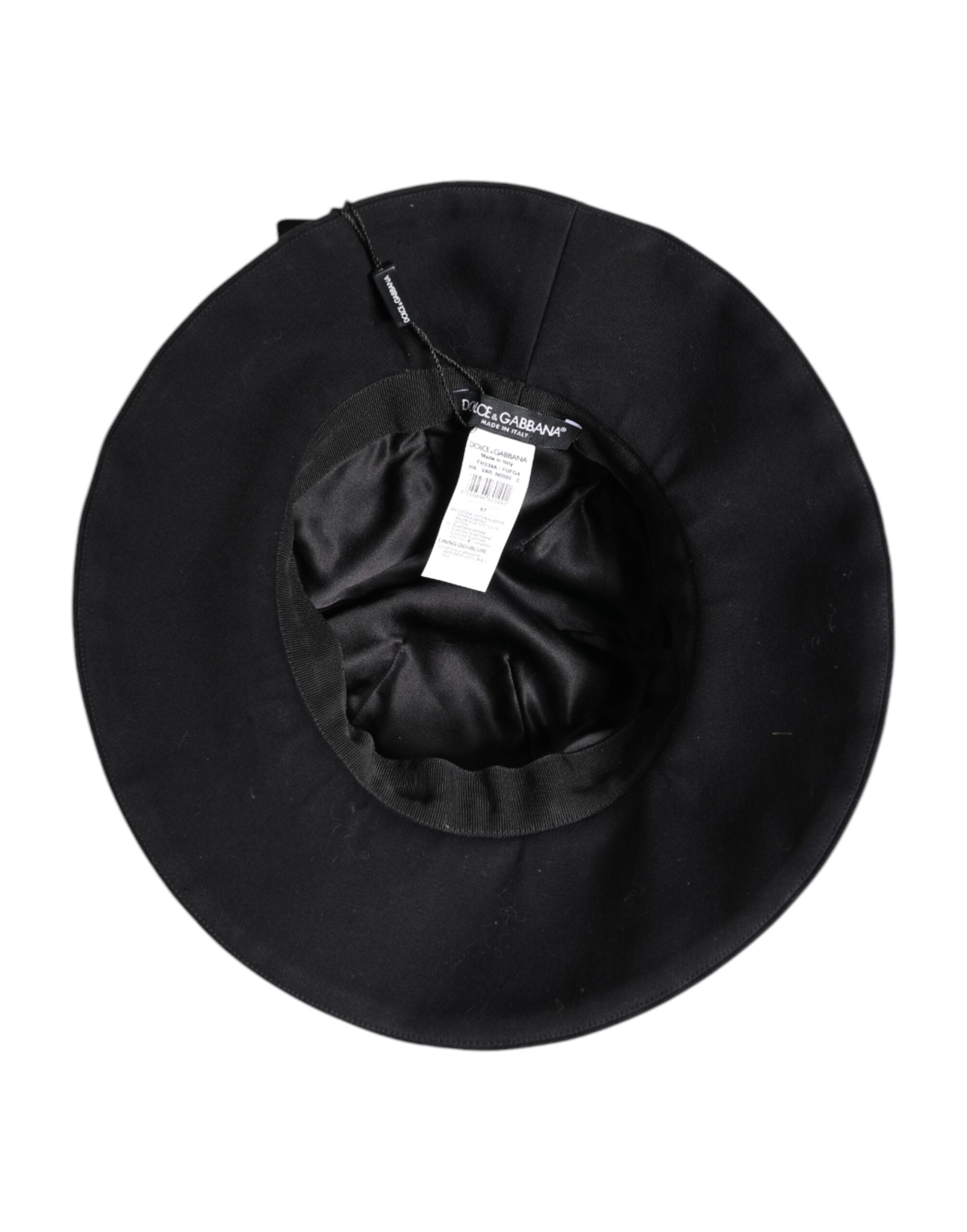Black Cotton Wide Brim Bucket Hat