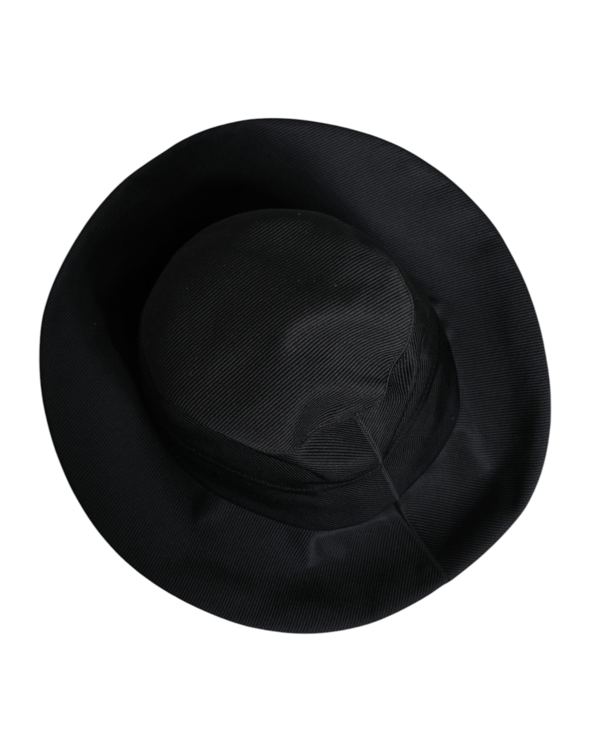 Black Cotton Wide Brim Fedora Hat