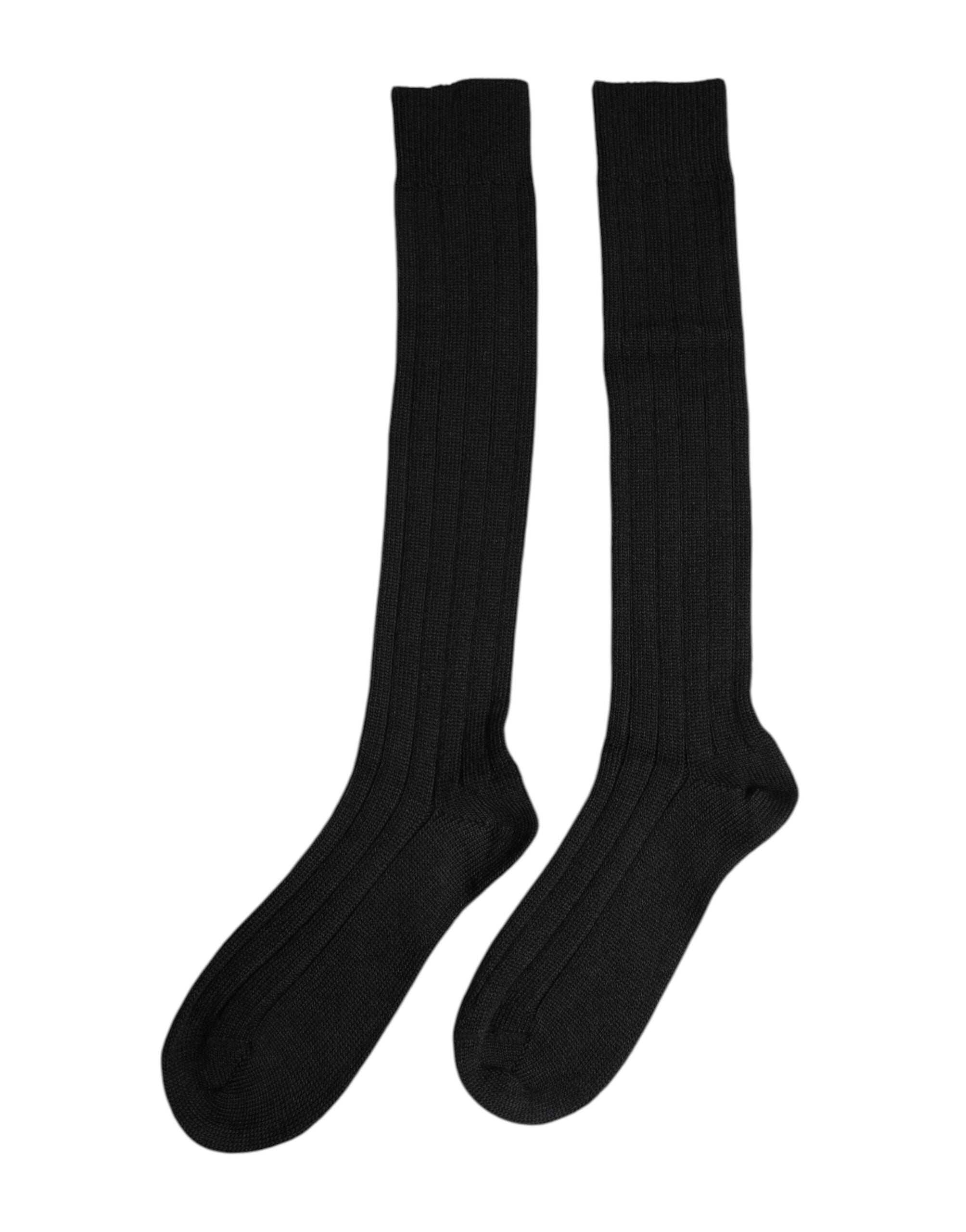 Black DG Logo Print Over The Calf Socks