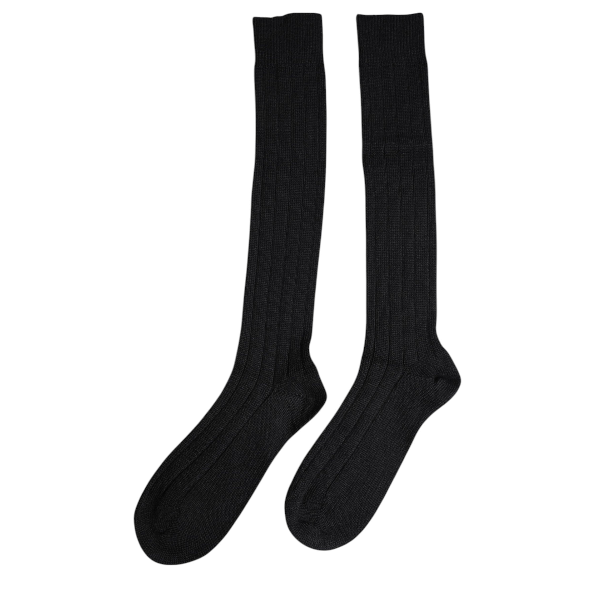 Black DG Logo Print Over The Calf Socks