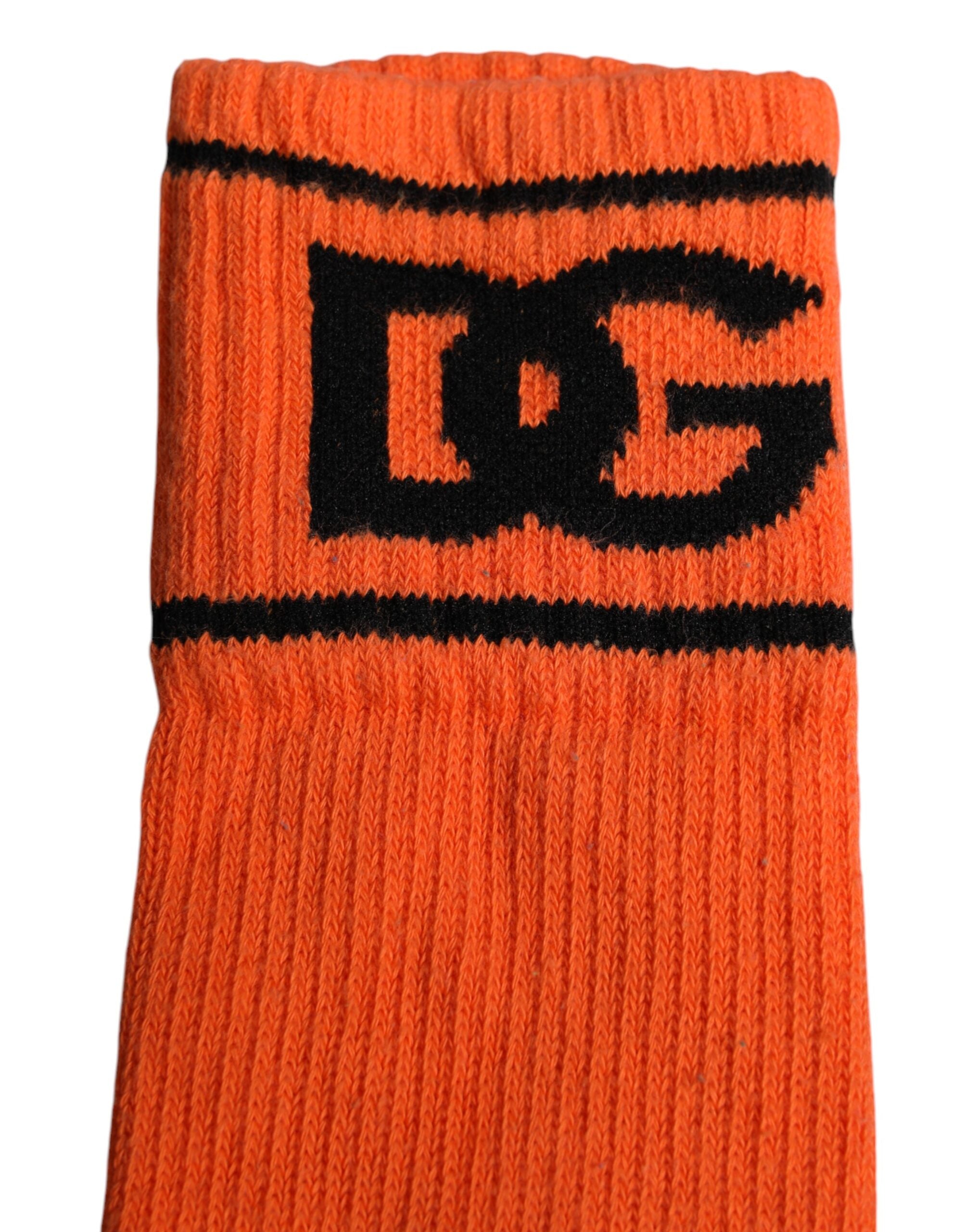 Orange Cotton DG Logo Print Open Toe Socks