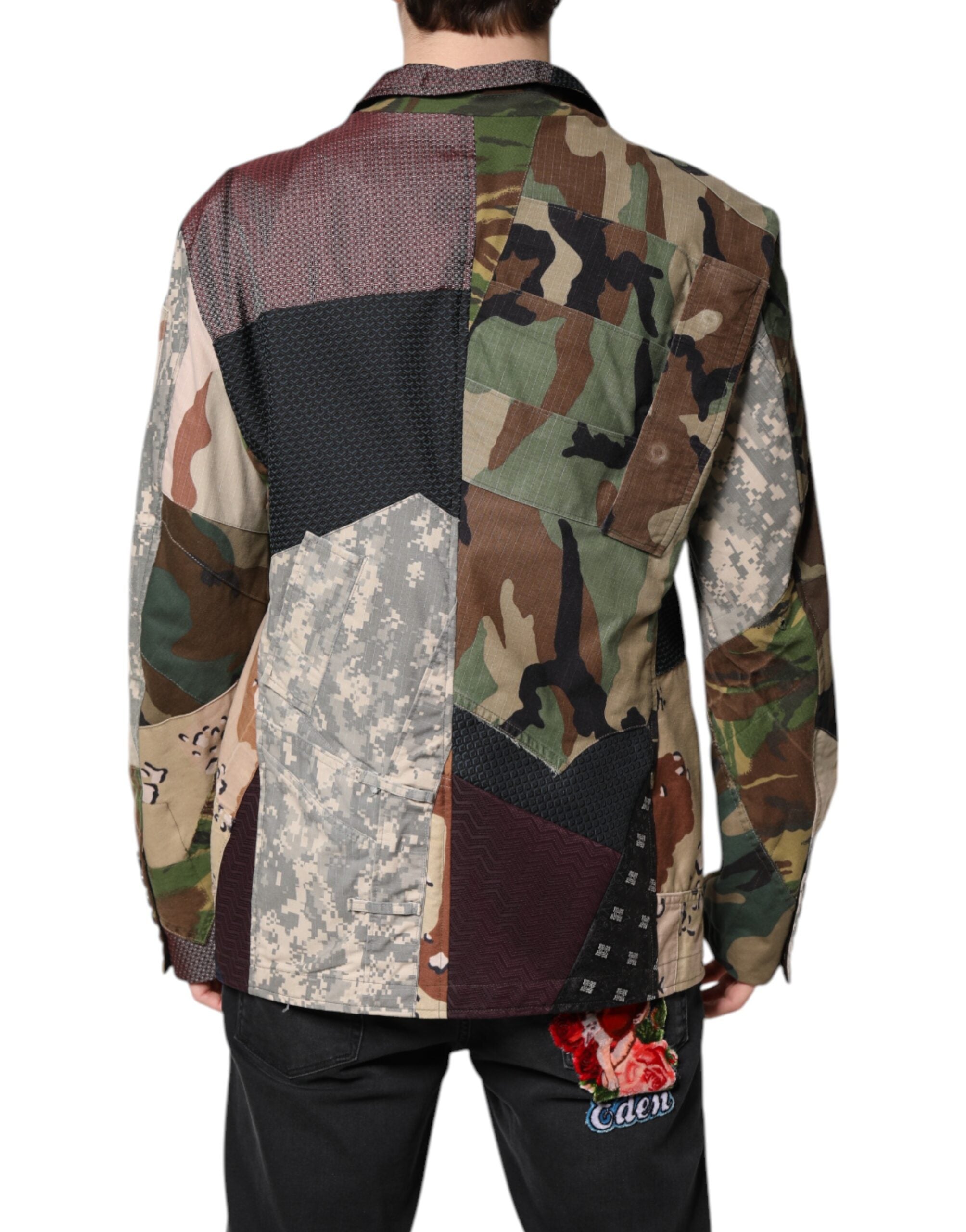 Multicolor Camouflage Patchwork Coat Blazer