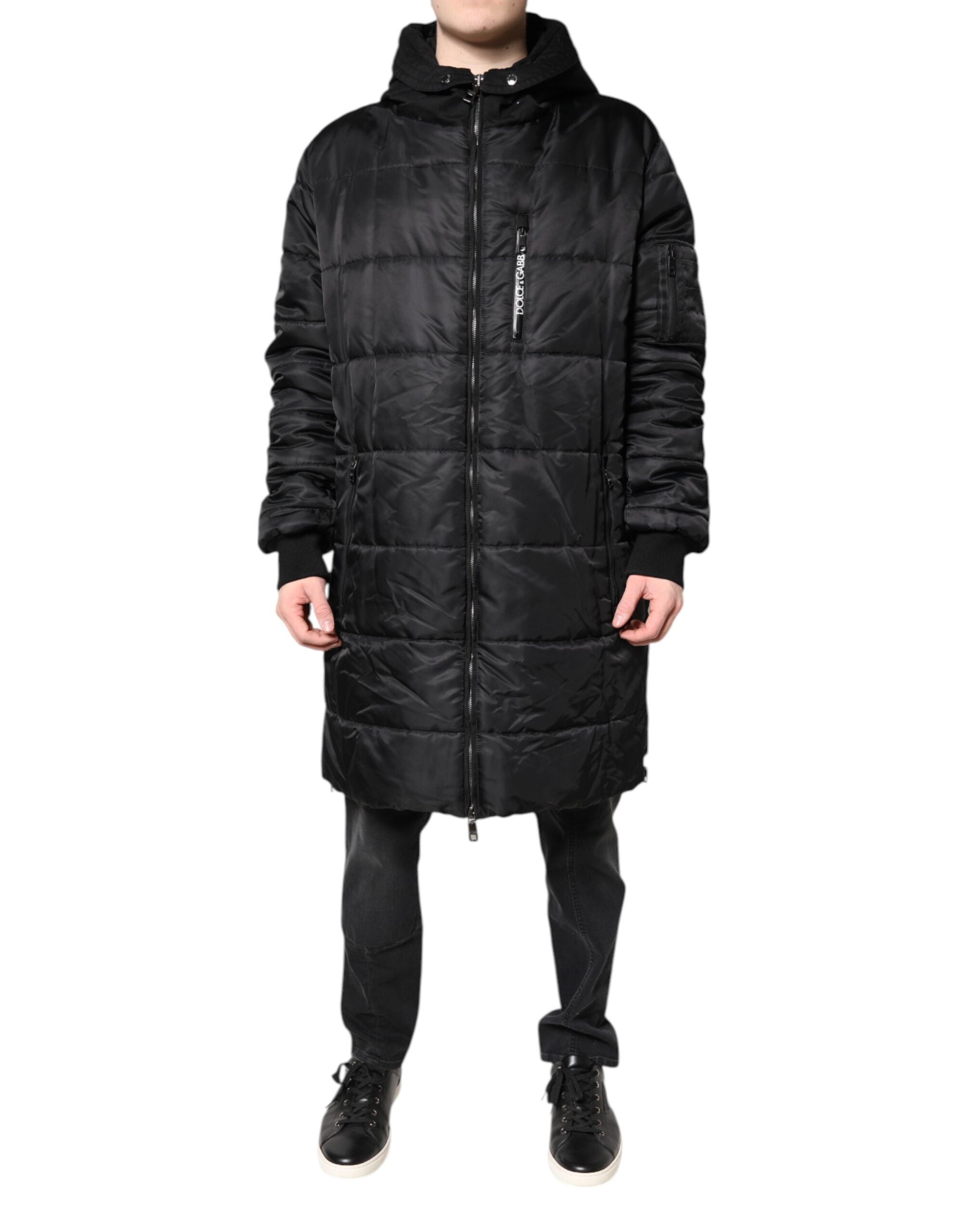Black Hooded Parka Winter Men Coat Jacket