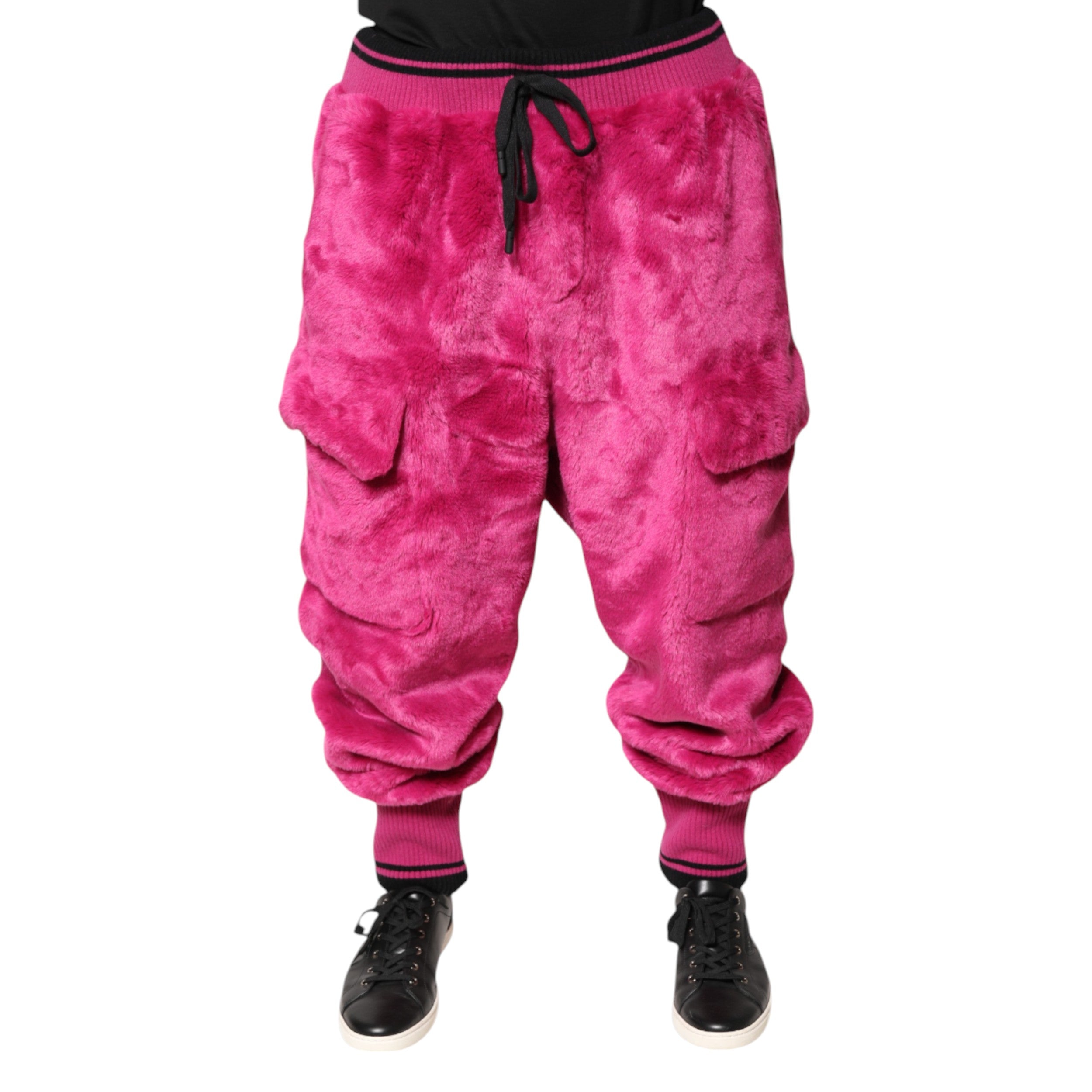 Pink Acrylic Cargo Jogging Sweatpants Pants