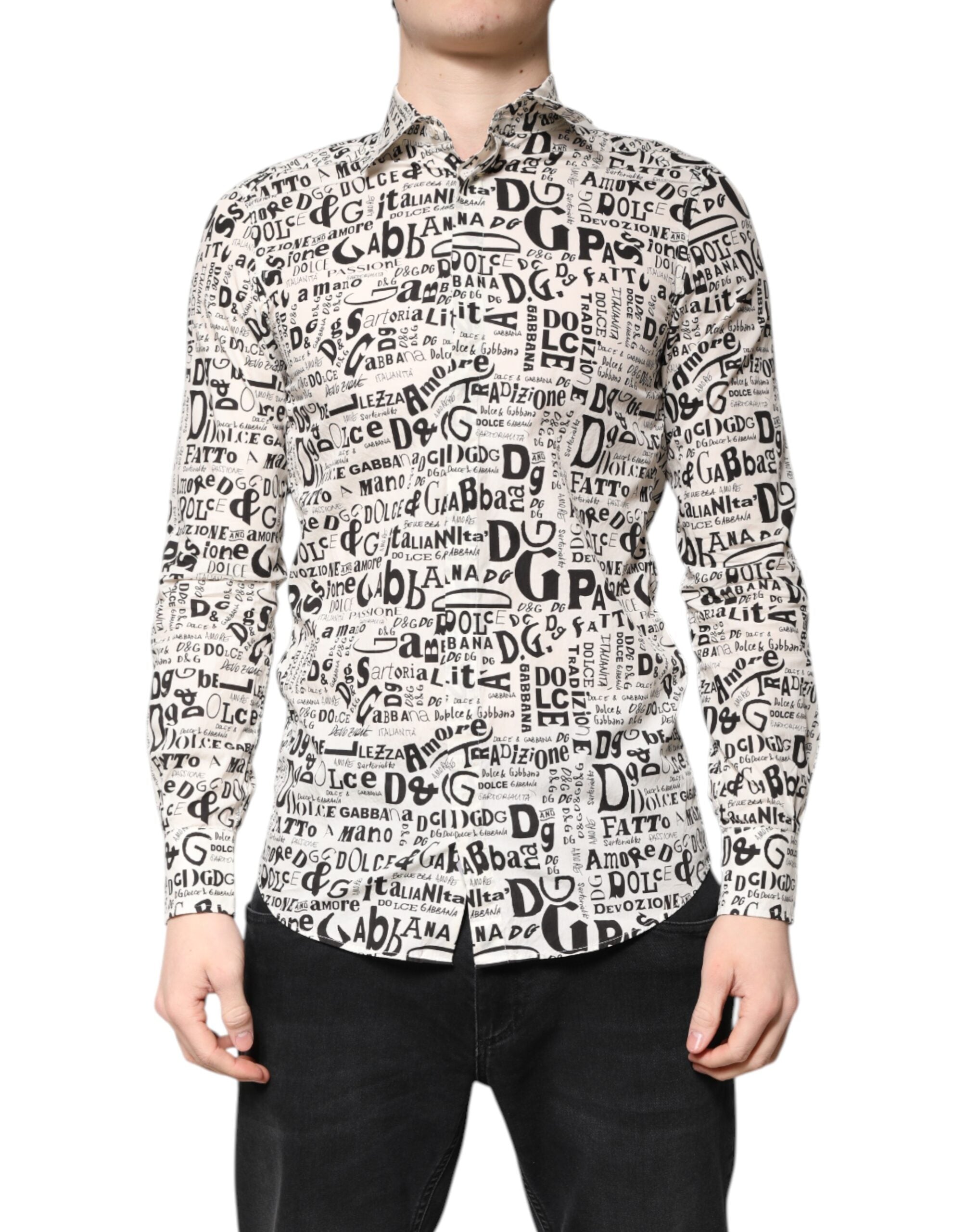 White Black Logo MARTINI Men Casual Shirt