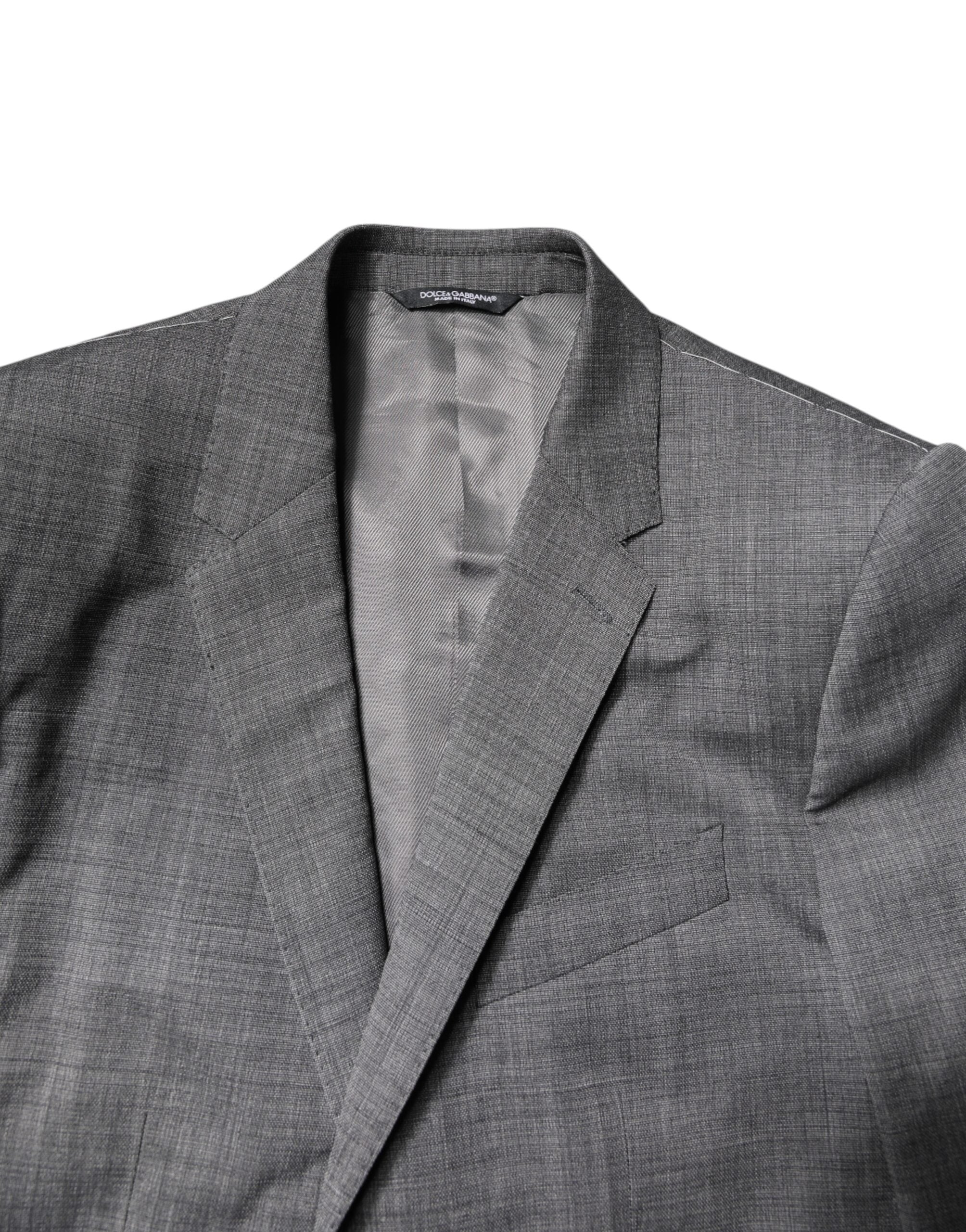 Gray Wool Single Breasted 2 Piece Suit