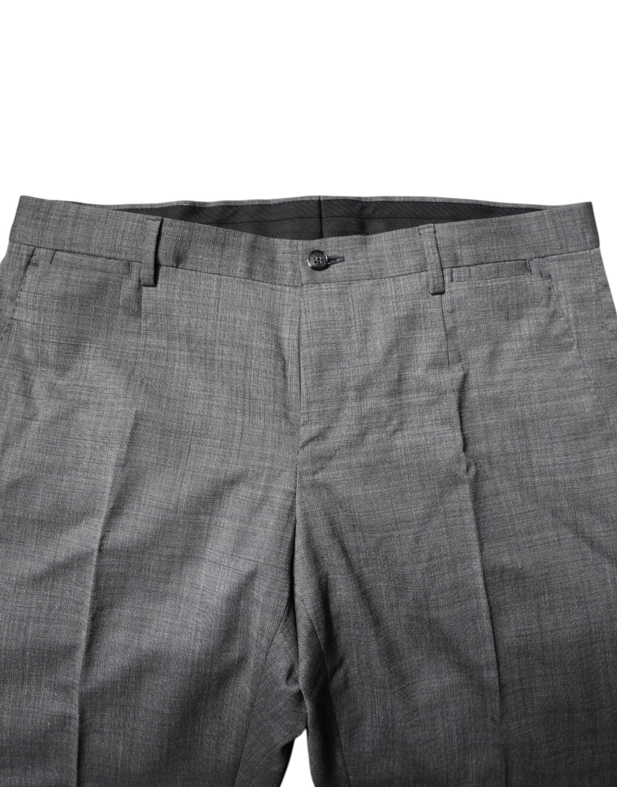 Gray Wool Single Breasted 2 Piece Suit