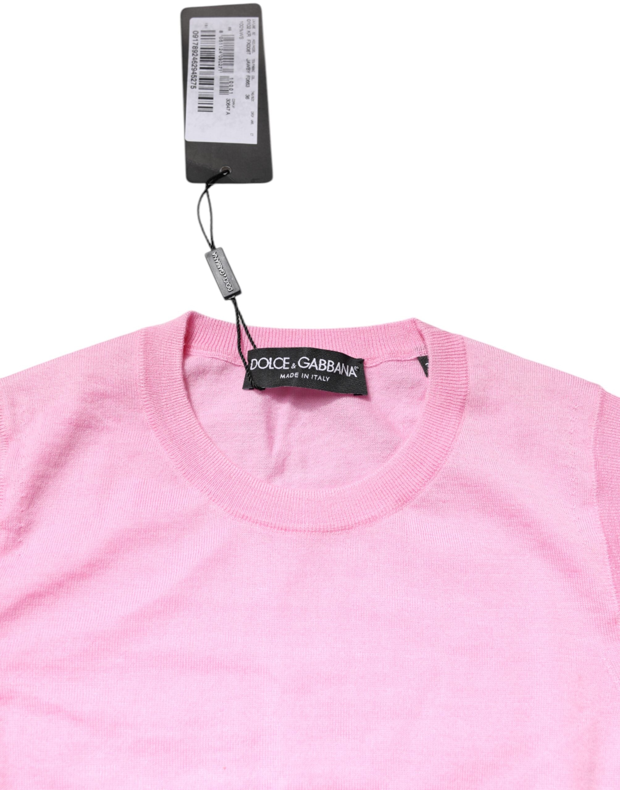 Pink Cashmere Round Neck Sleeveless Tank Top