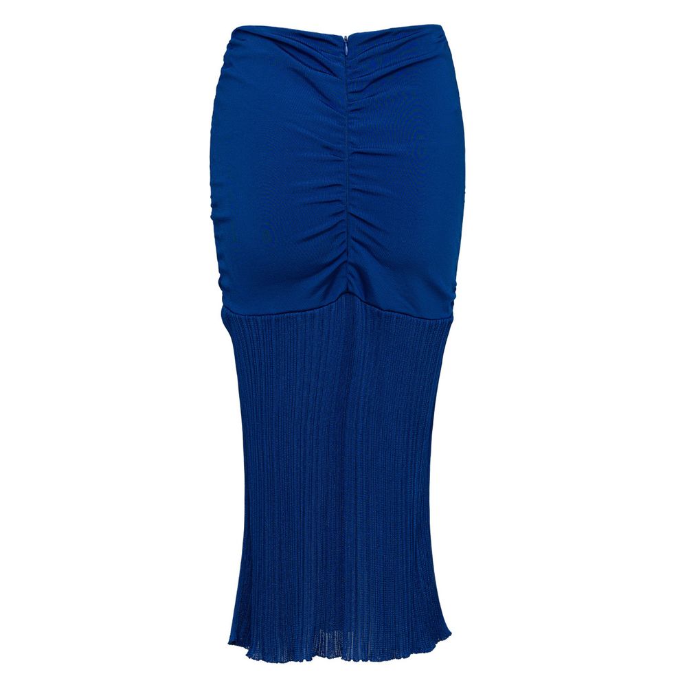 Blue Viscose Midi Skirt