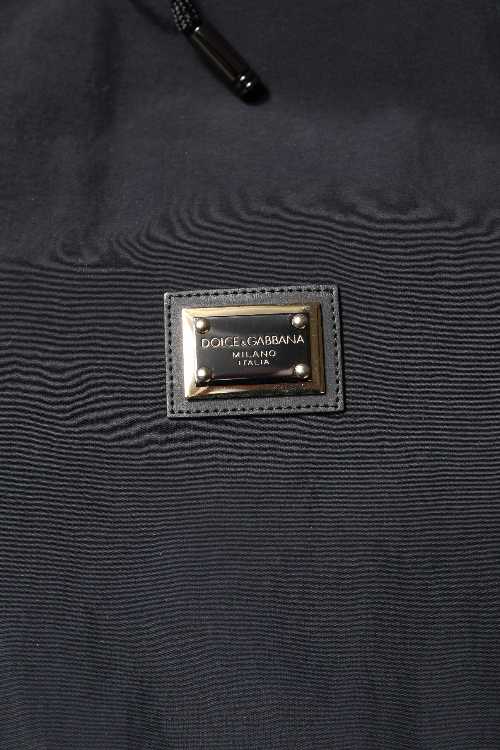 Black Nylon Full Zip Hooded Parka Jacket