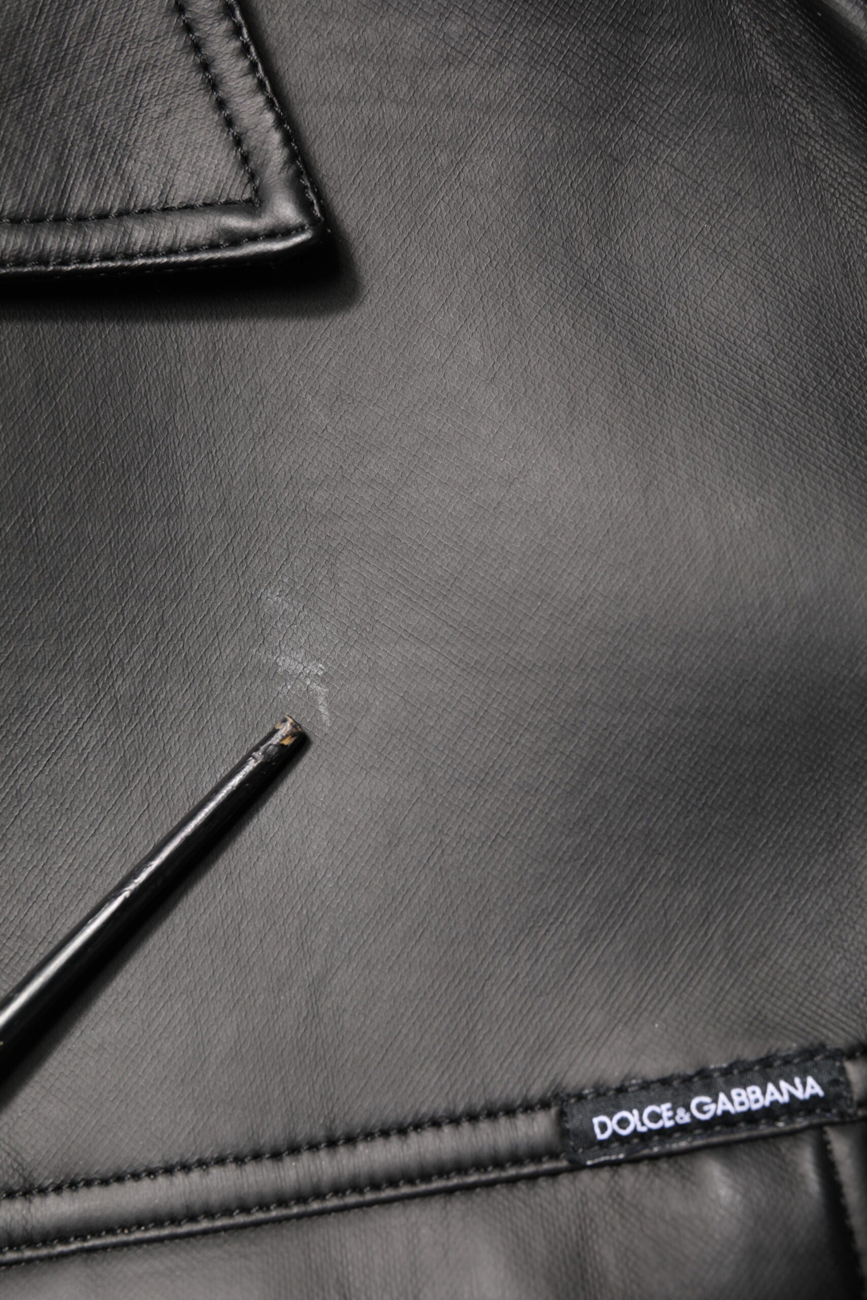 Black Polyester Button Down Biker Jacket