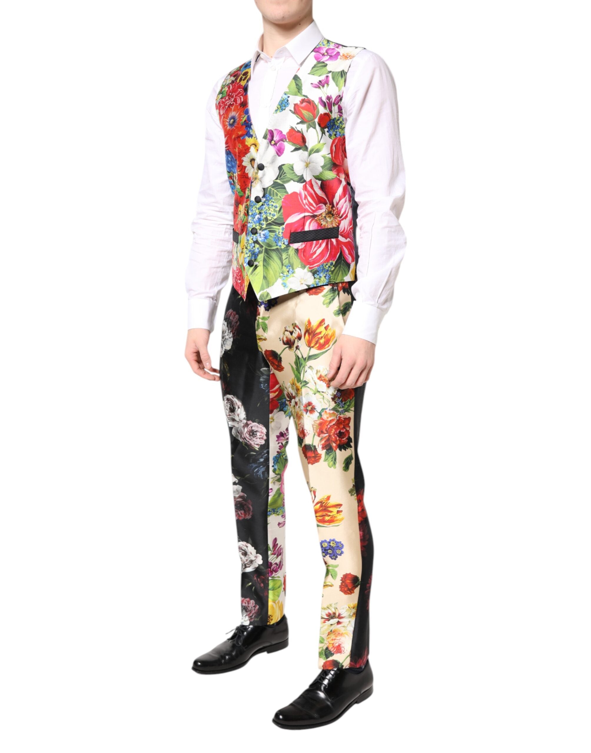 Multicolor Floral SICILIA Silk 3 Piece Suit