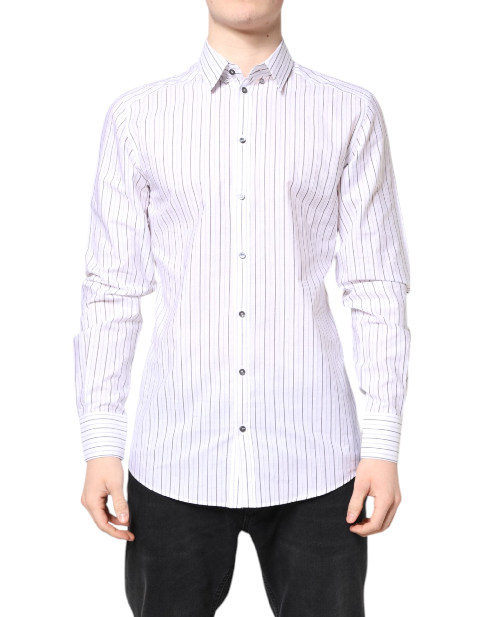 White Stripes Cotton GOLD Formal Dress Shirt