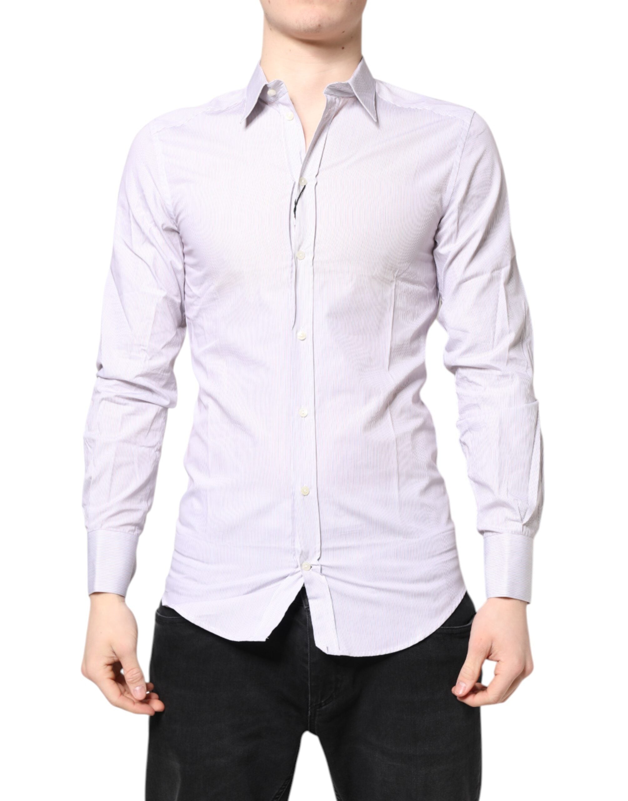 White Striped Cotton GOLD Long Sleeves Shirt