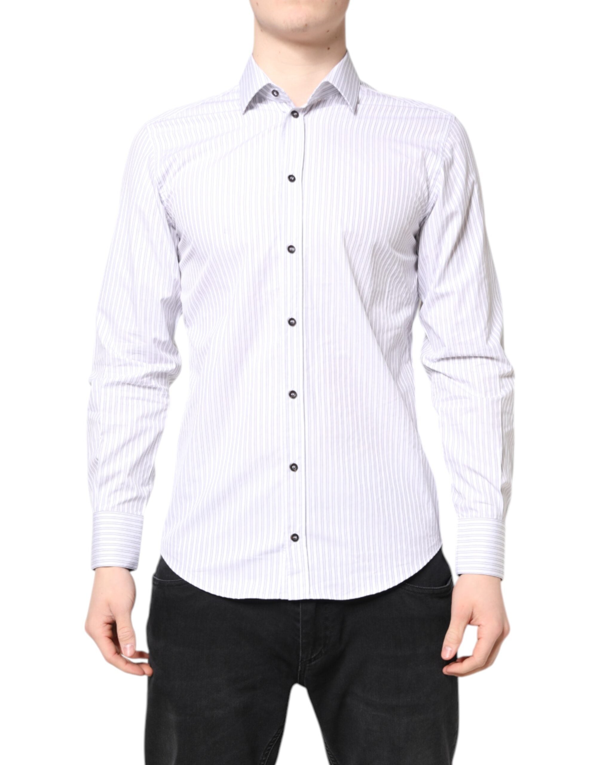White Striped Cotton MARTINI Men Dress Shirt