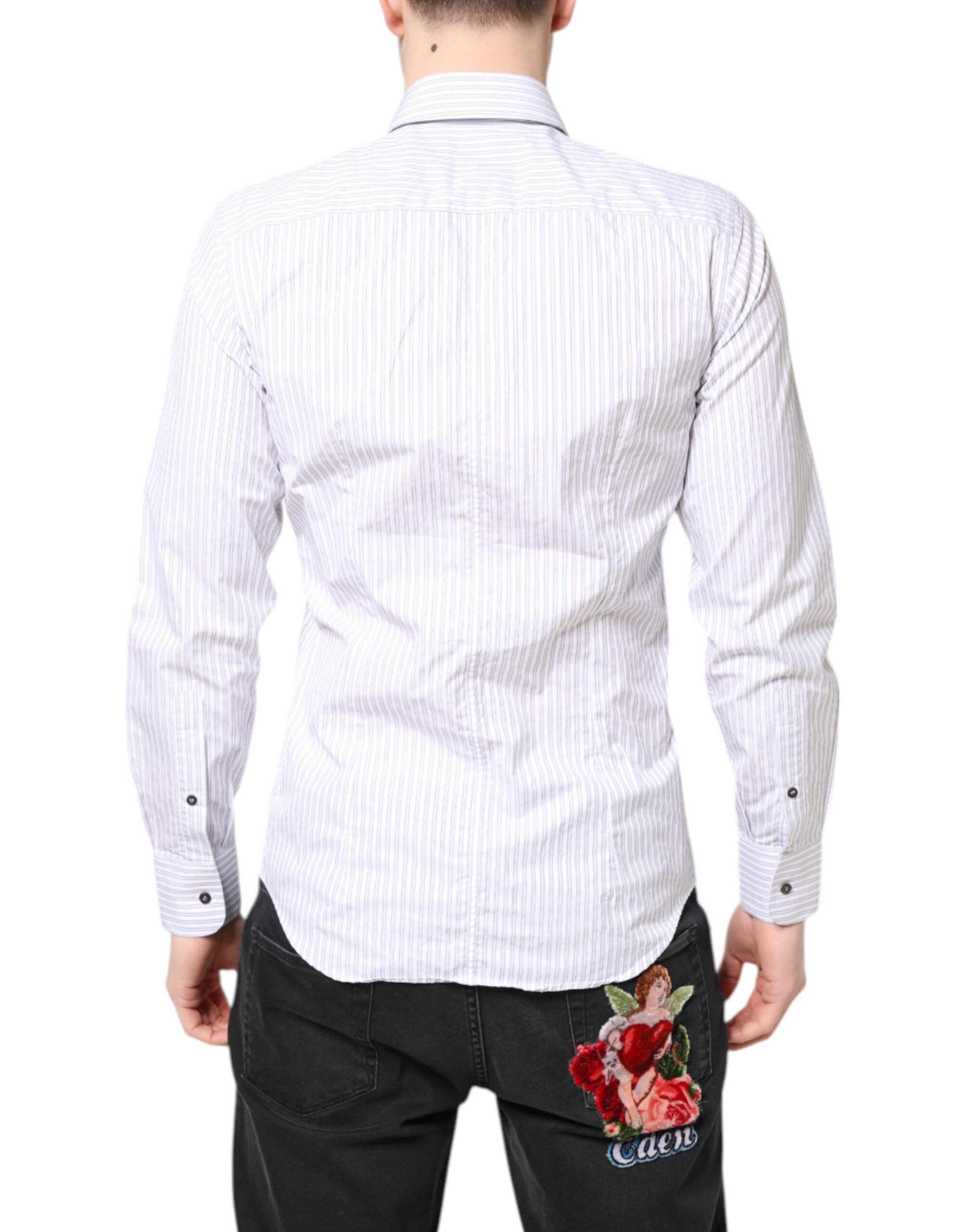 White Striped Cotton MARTINI Men Dress Shirt