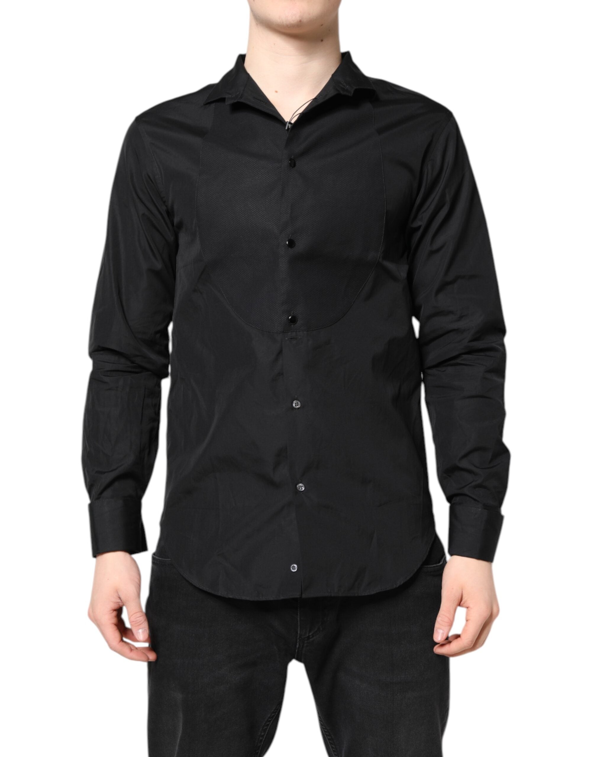 Black Cotton Long Sleeves Men Formal Dress Shirt