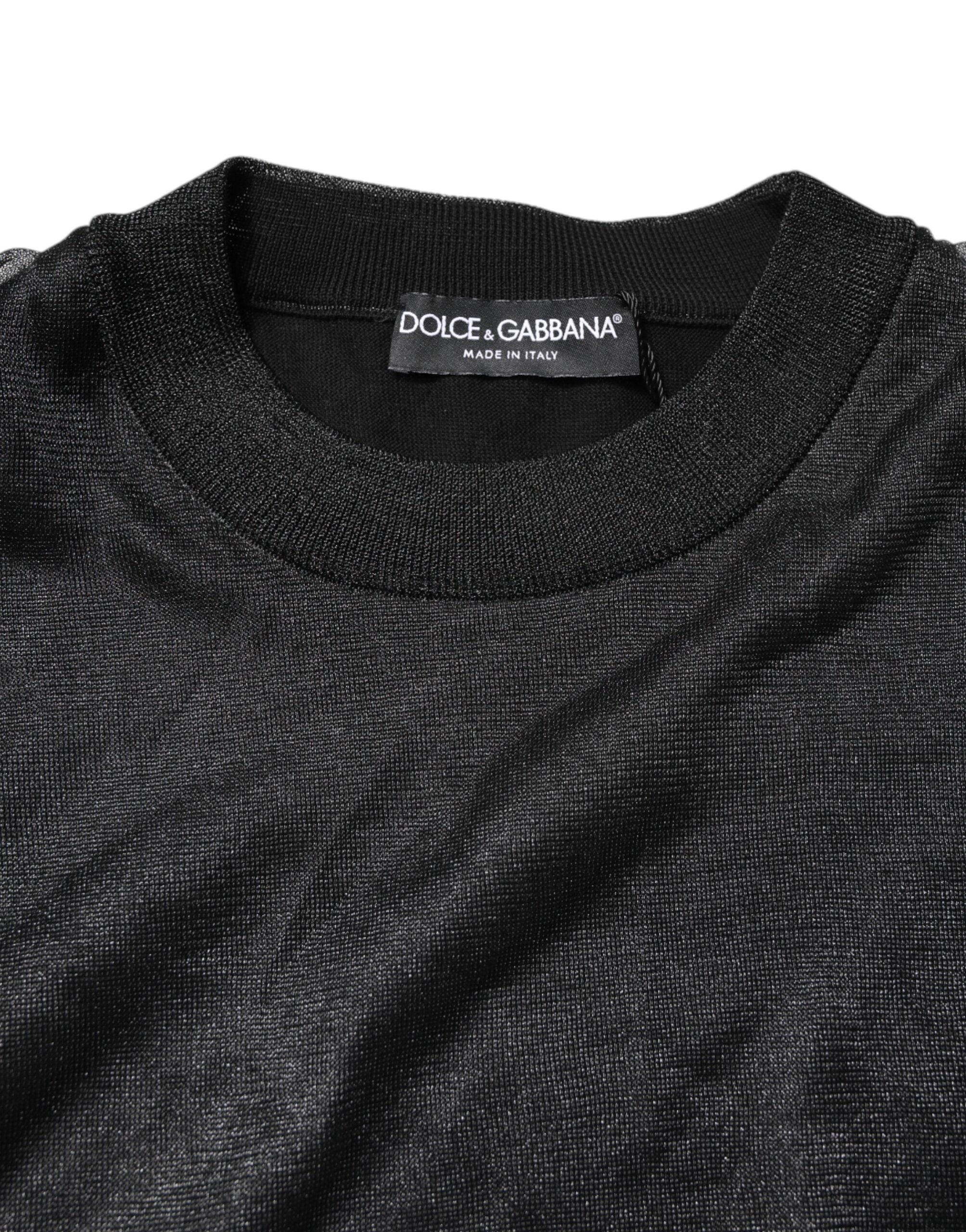 Black Logo Knitted Crewneck Pullover Sweater