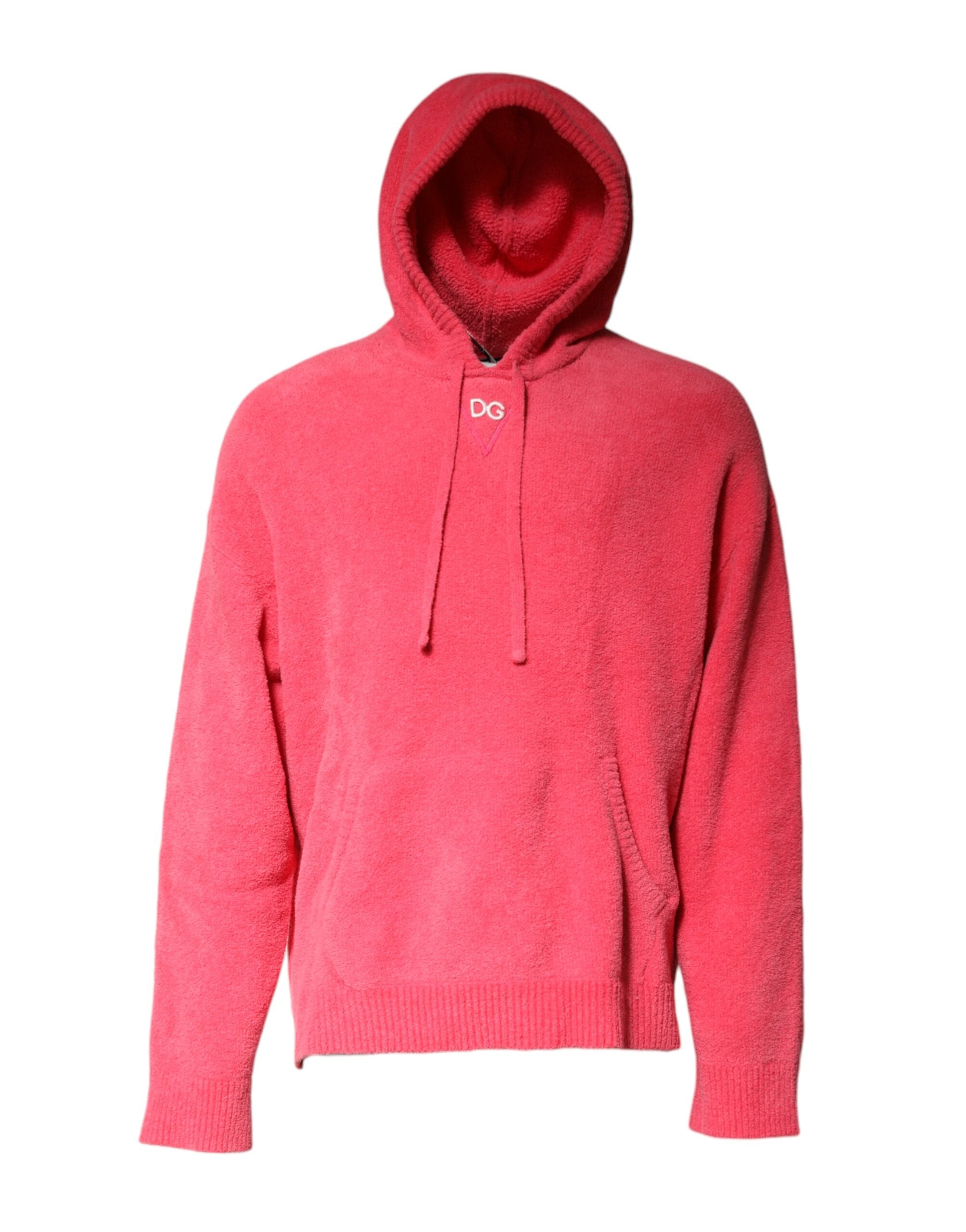 Red Cotton Knit Hooded Men Pullover Sweater