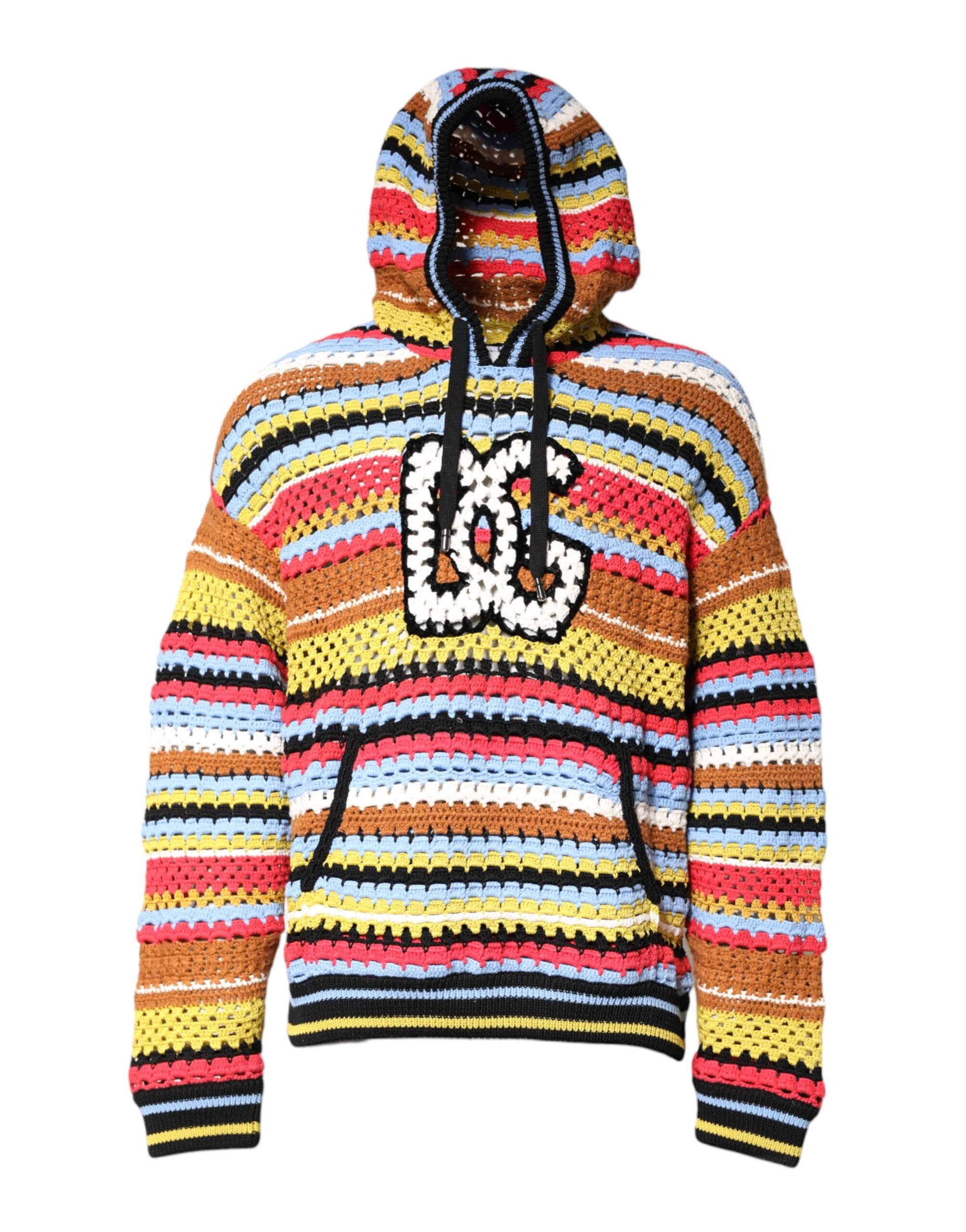 Multicolor Cotton Hooded Pullover Sweater