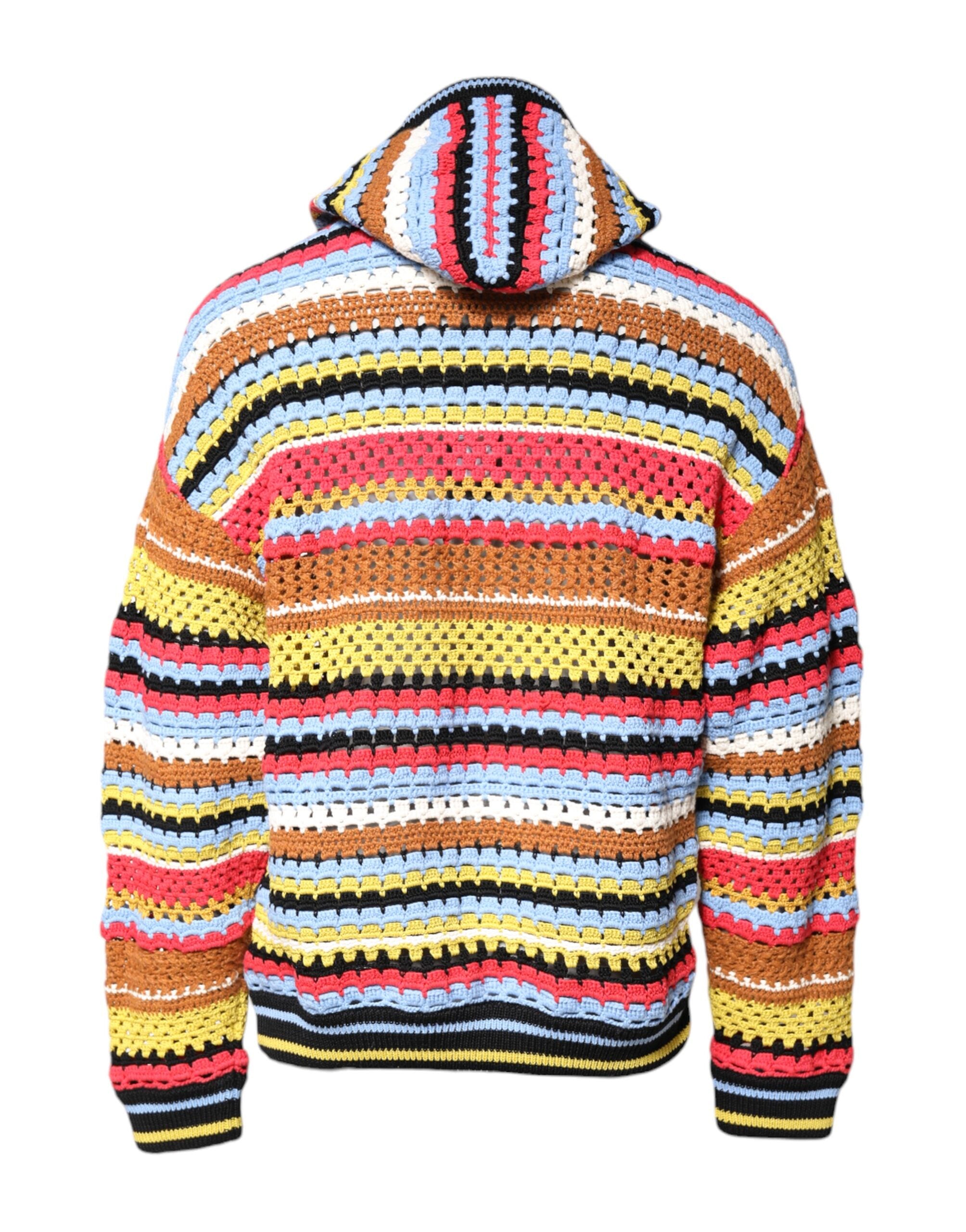 Multicolor Cotton Hooded Pullover Sweater