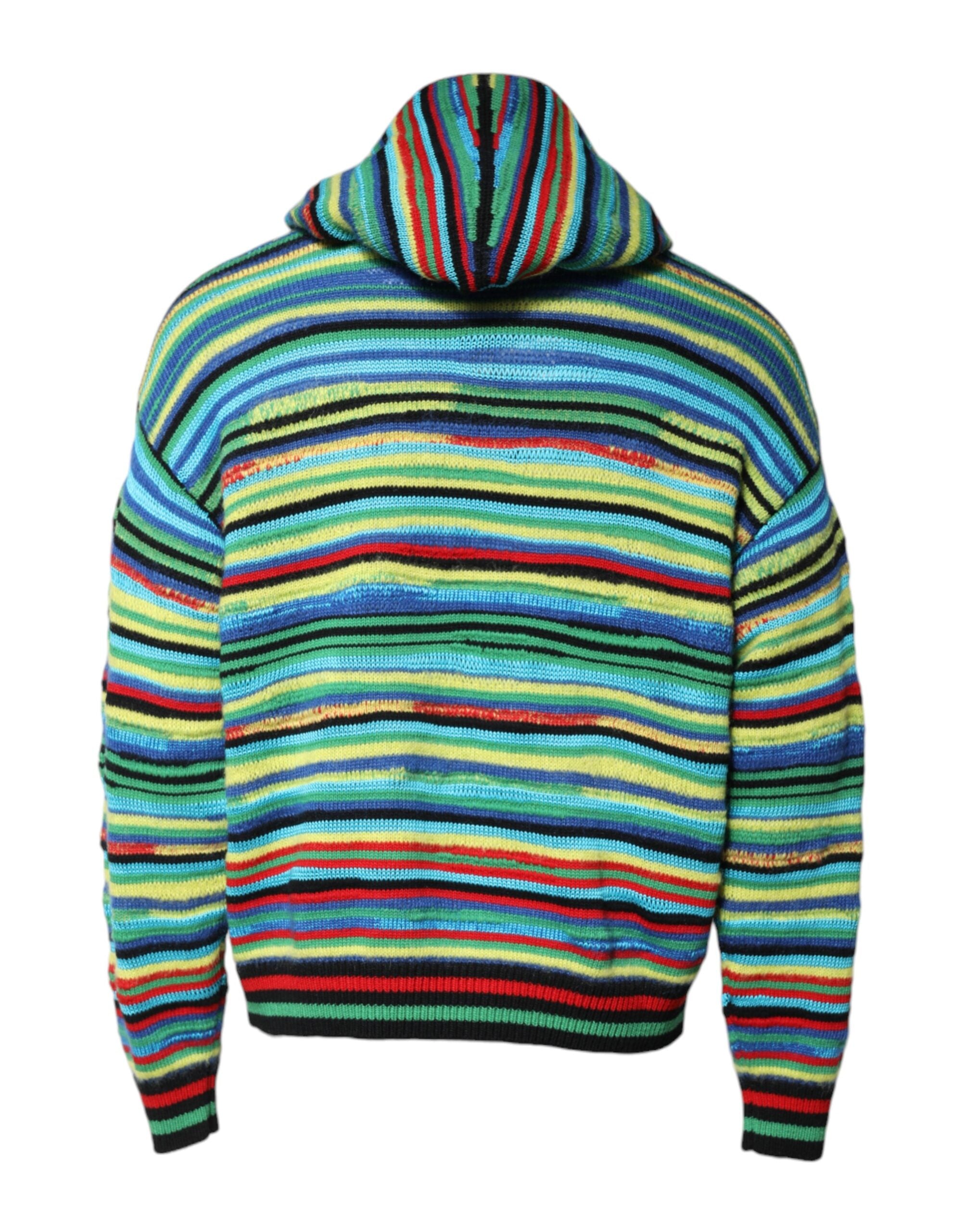 Multicolor Cotton Hooded Pullover Sweater