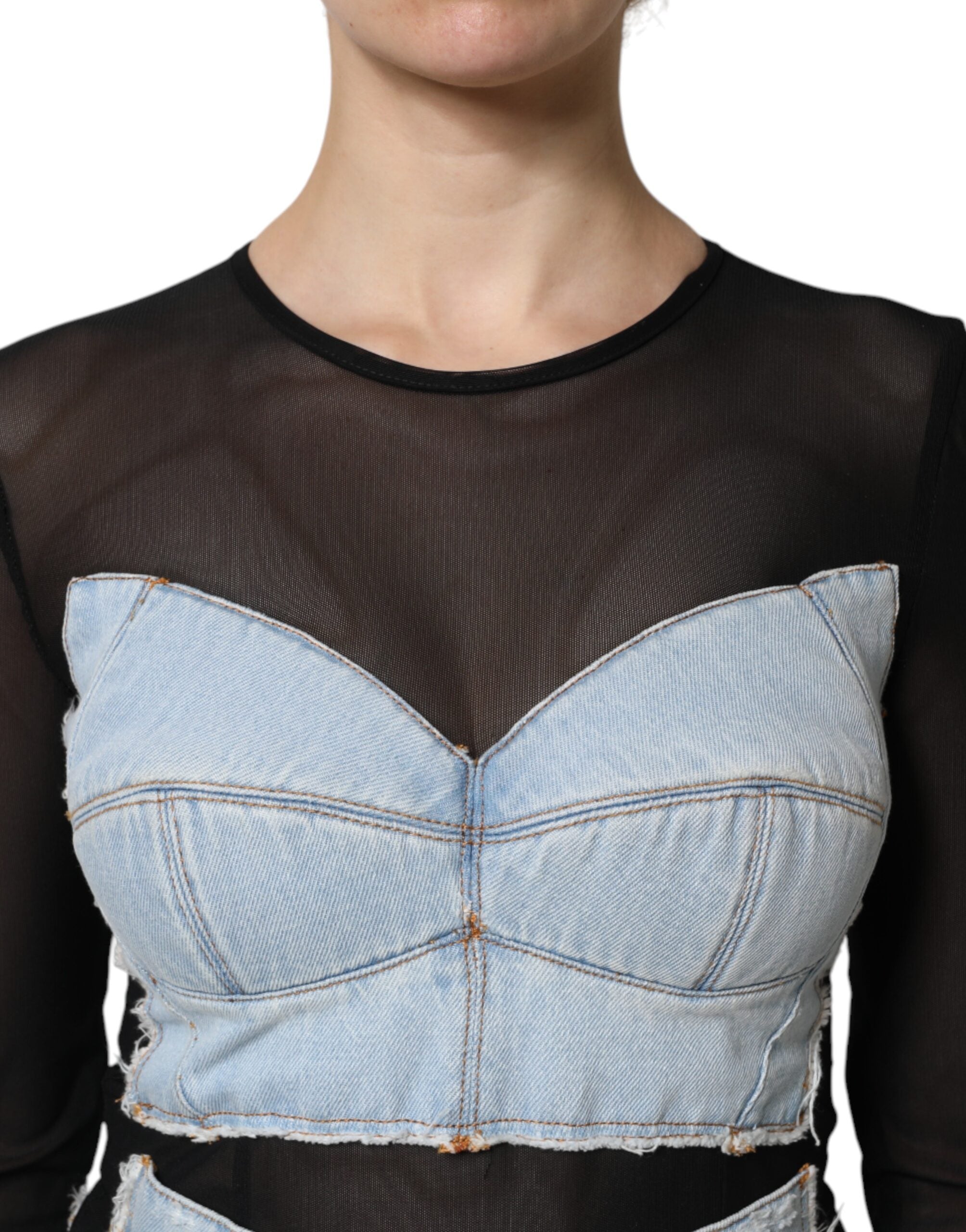 Black Blue Long Sleeves Denim Mini Dress