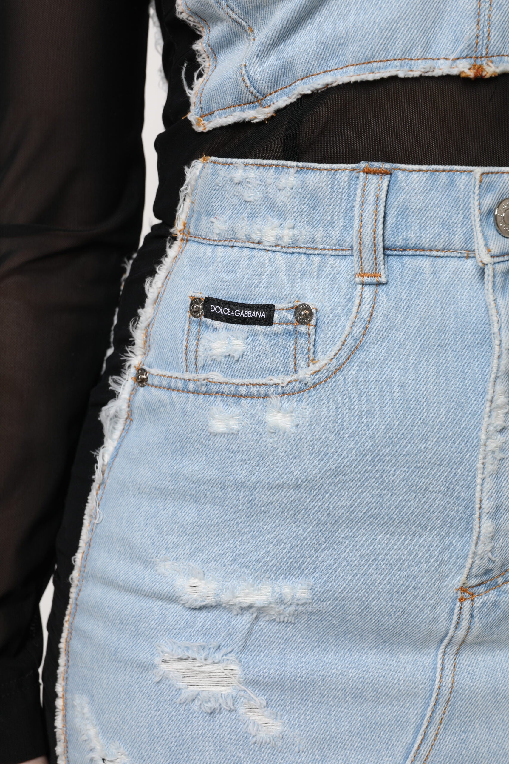 Black Blue Long Sleeves Denim Mini Dress